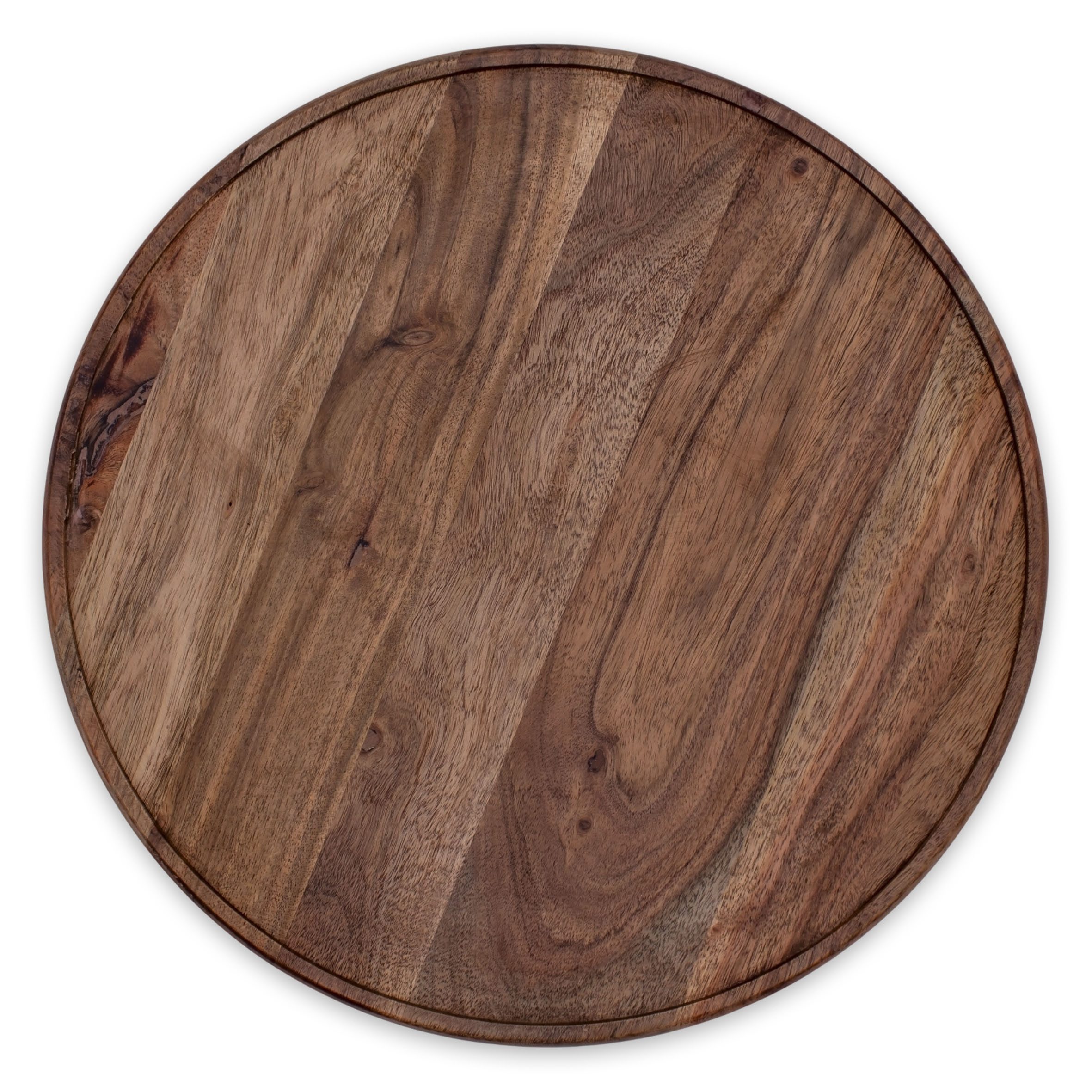 Spetebo Servierplatte Akazienholz groß lebensmittelecht - 37 cm, Akazienholz, (Stück, 1-tlg., 1), mit erhöhtem Rand