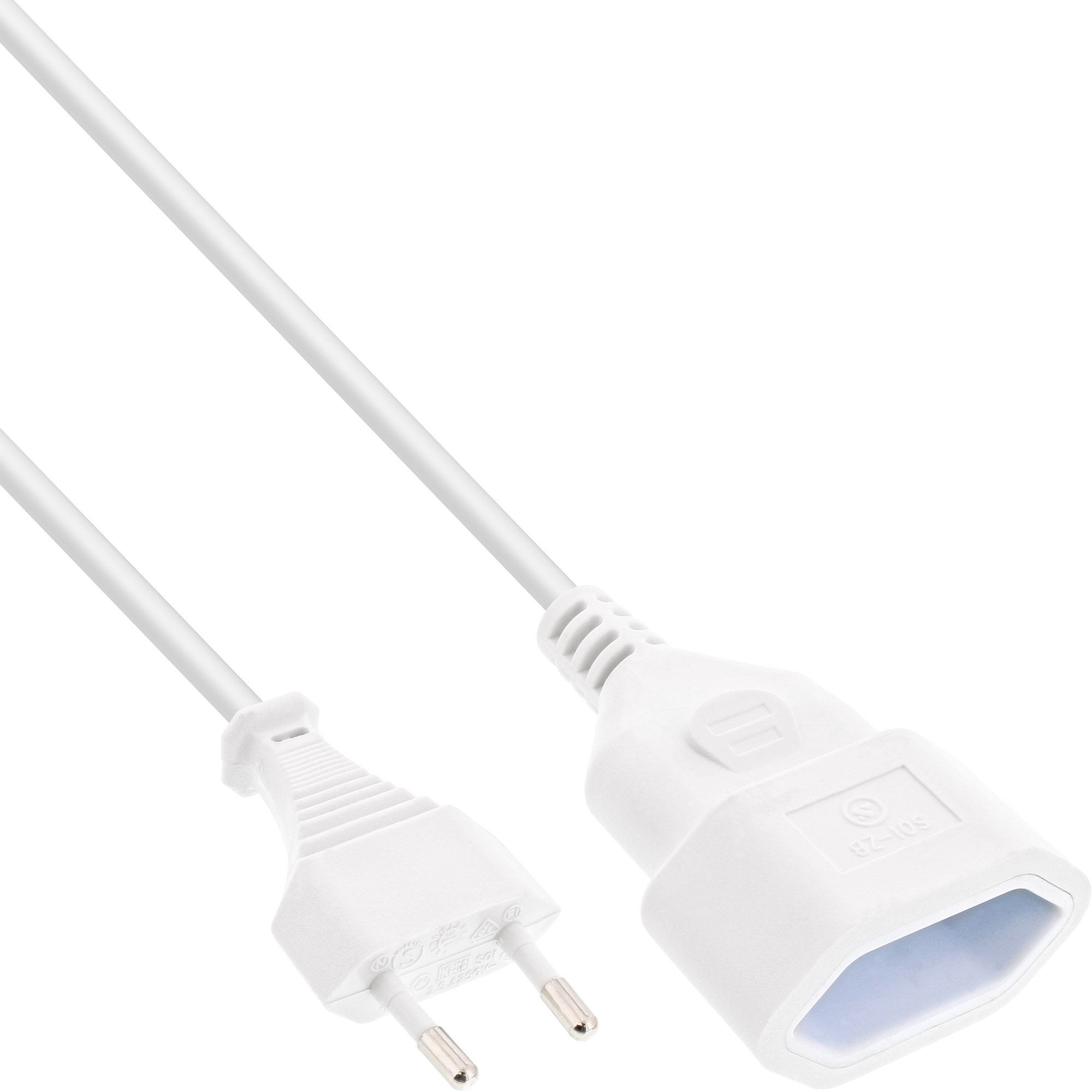 InLine® Euro-Verlängerung, Eurostecker an Eurokupplung, weiß, 3m Stromkabel