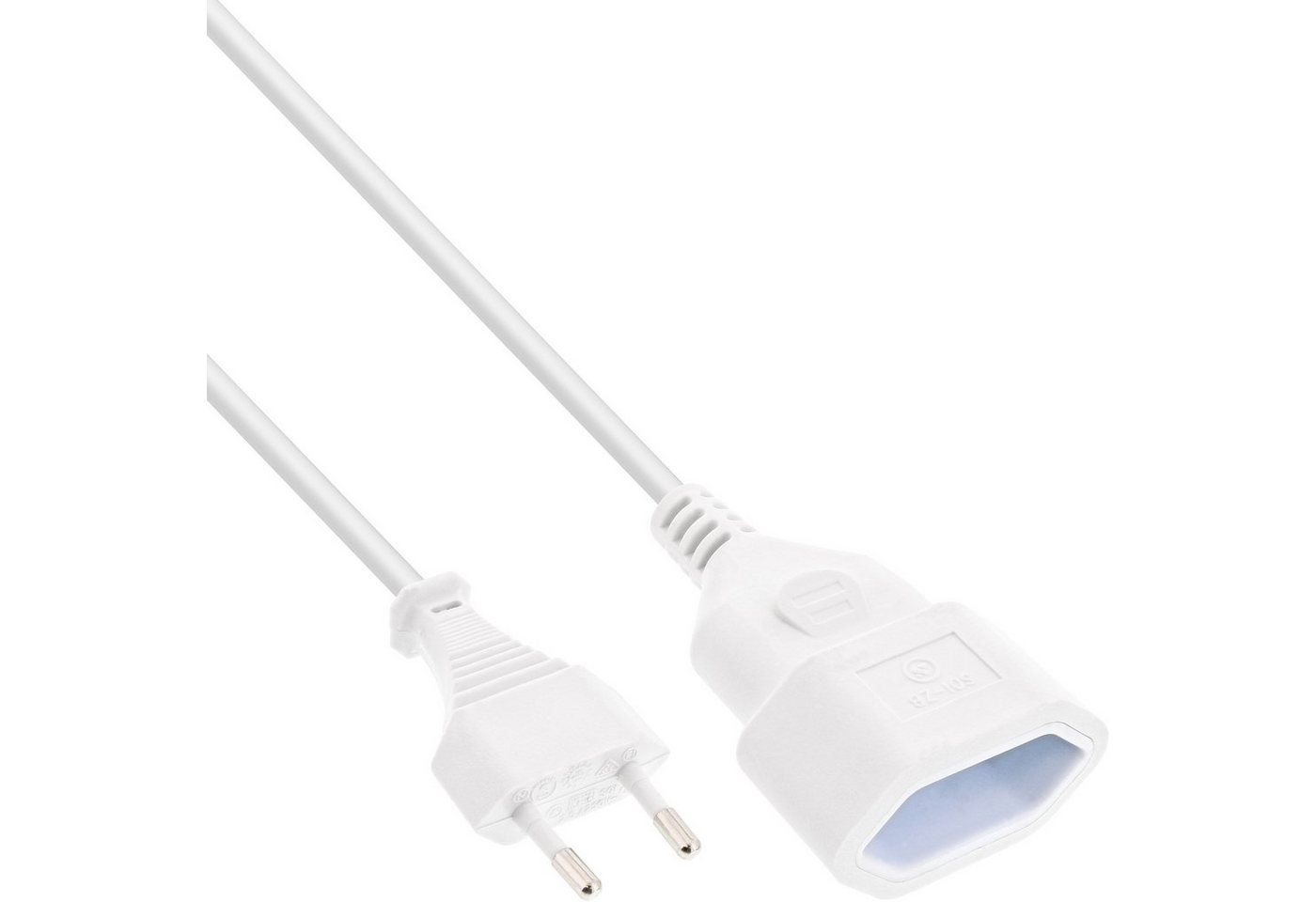 Inline InLine® Euro-Verlängerung, Eurostecker an Eurokupplung, weiß, 3m Stromkabel