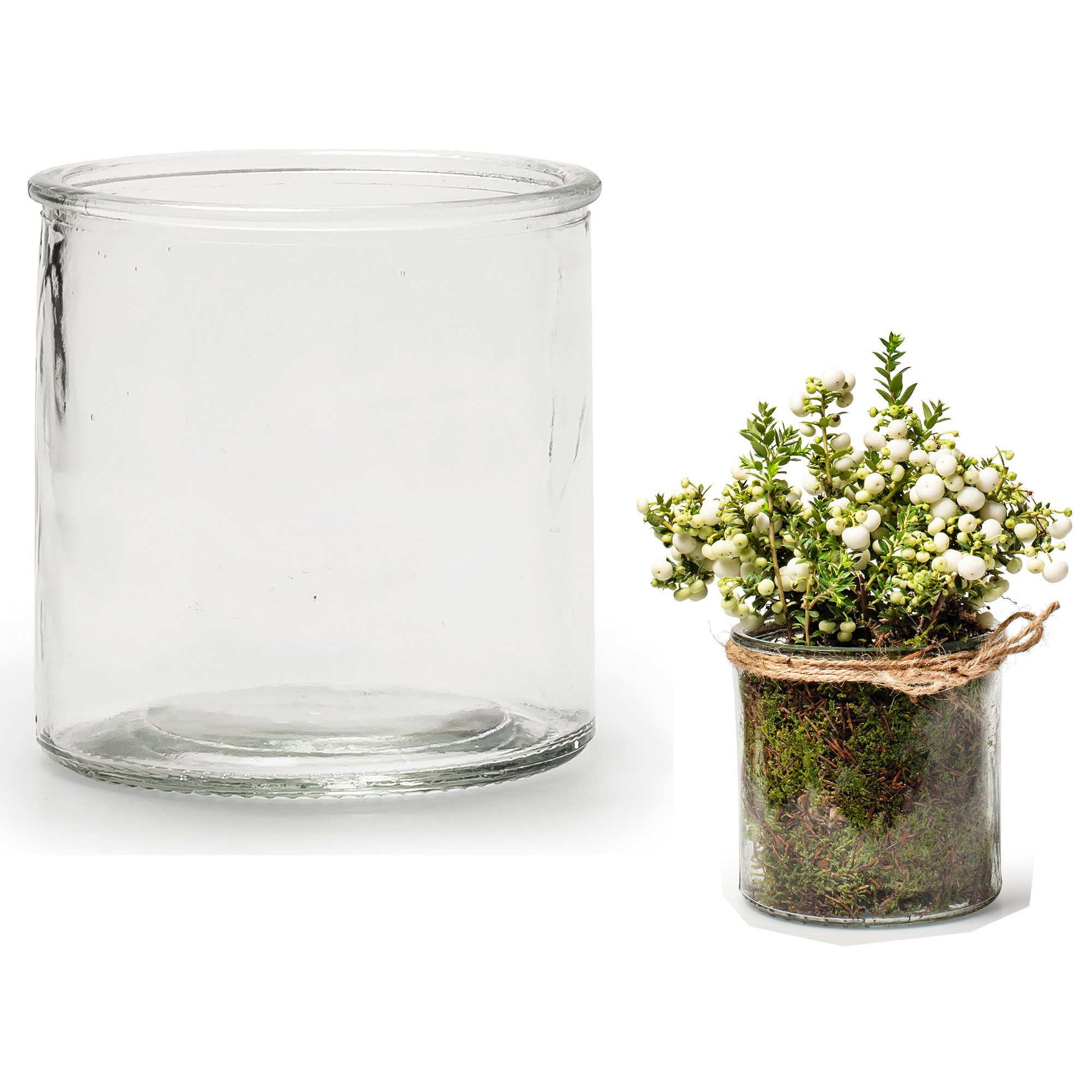 Annastore Windlicht 12 x Windlichter in klassischer Zylinderform - Zylinderglas (Teelichthalter, Kerzengläser, Glaszylinder, Pflanzglas), Runde Kerzengläser, Gläser für Kerzen Giessen Kerzenglas