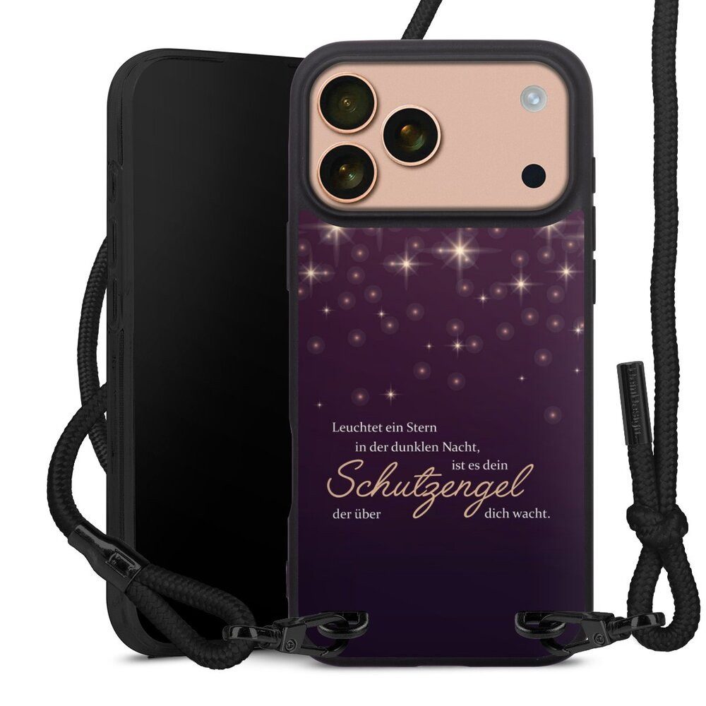 DeinDesign Handyhülle Schutzengel Sprüche Spruch Schutzengel, Apple iPhone 17 Pro Max Premium Handykette Hülle mit Band