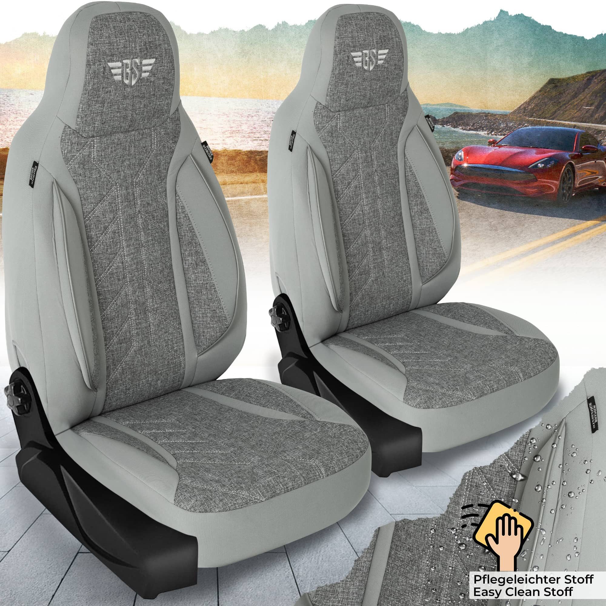 BREMER SITZBEZÜGE Autositzbezug für Toyota Verso BJ 2004-09 (PLKT208), Set, 2-tlg., Schonbezüge Sitzbezüge Fahrer und Beifahrer, in Grau