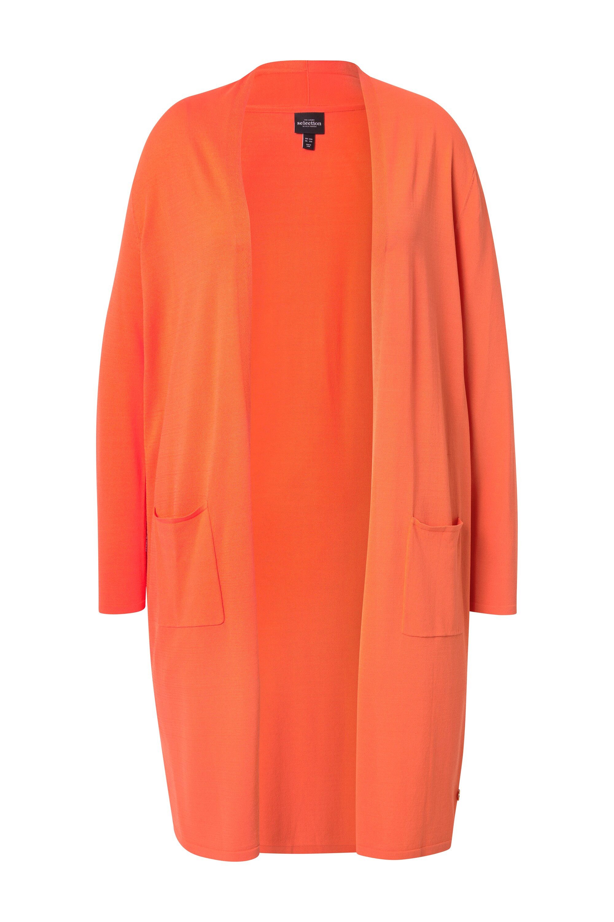 Ulla Popken Langjacke Long-Strickjacke Stehkragen offene Form Langarm günstig online kaufen