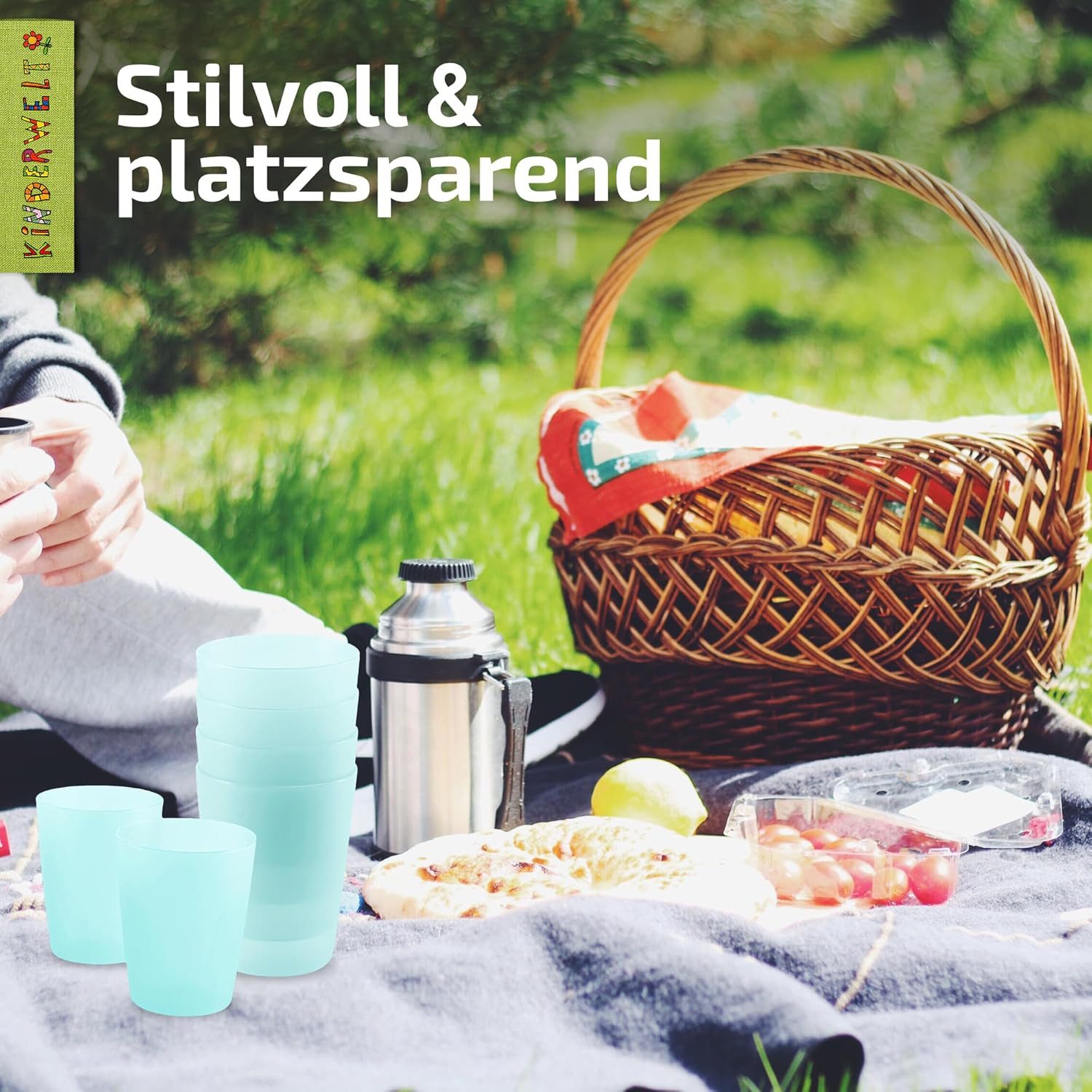 KiNDERWELT Kindergeschirr-Set KiNDERWELT Trinkbecher Set 4 x 250 ml aquamarin aus Kunststoff, Kunststoff – Bild 4 von 5