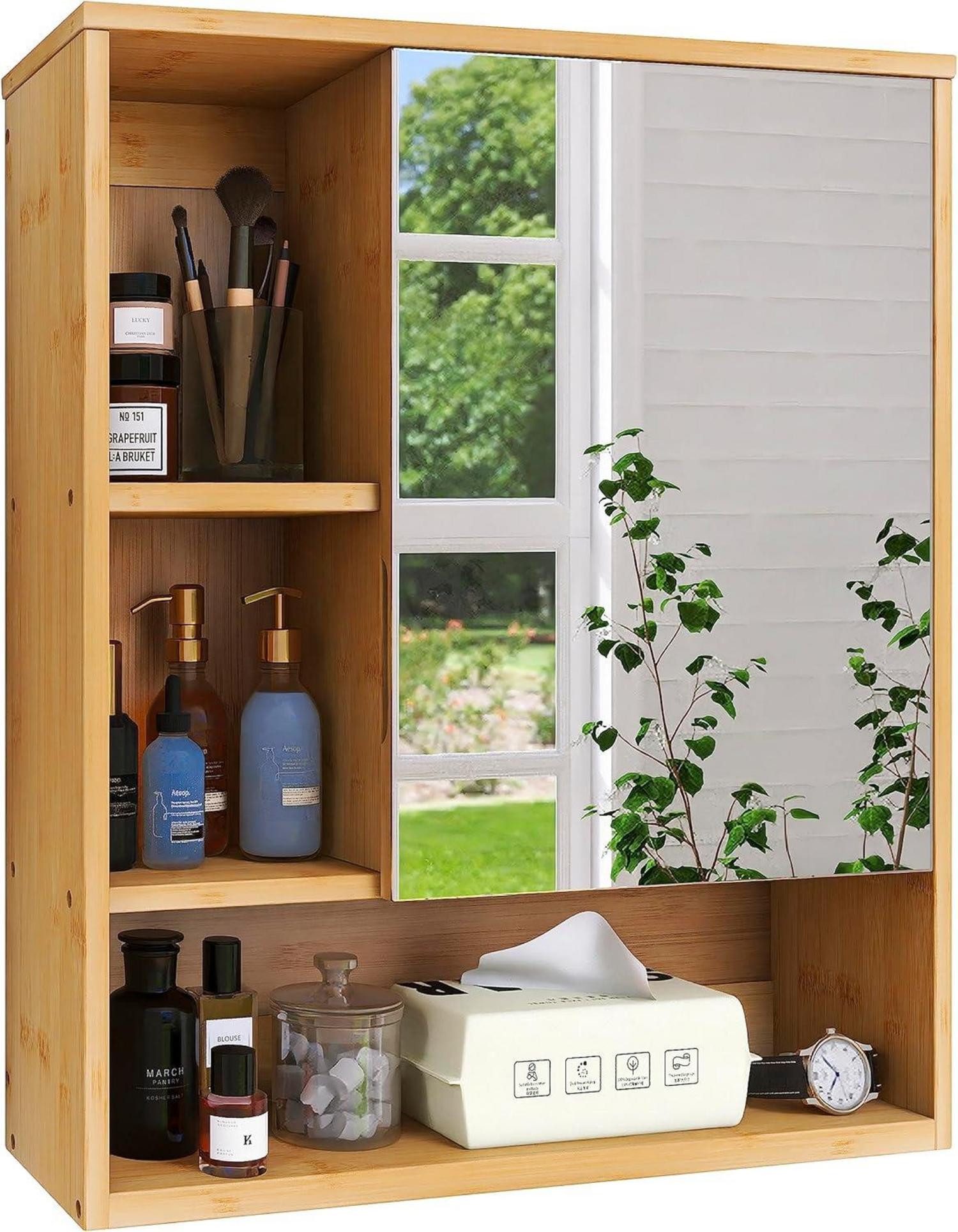 LuxusKollektion Büromöbel-Set Badezimmerspiegelschrank Bambus Natur 2-türig günstig online kaufen