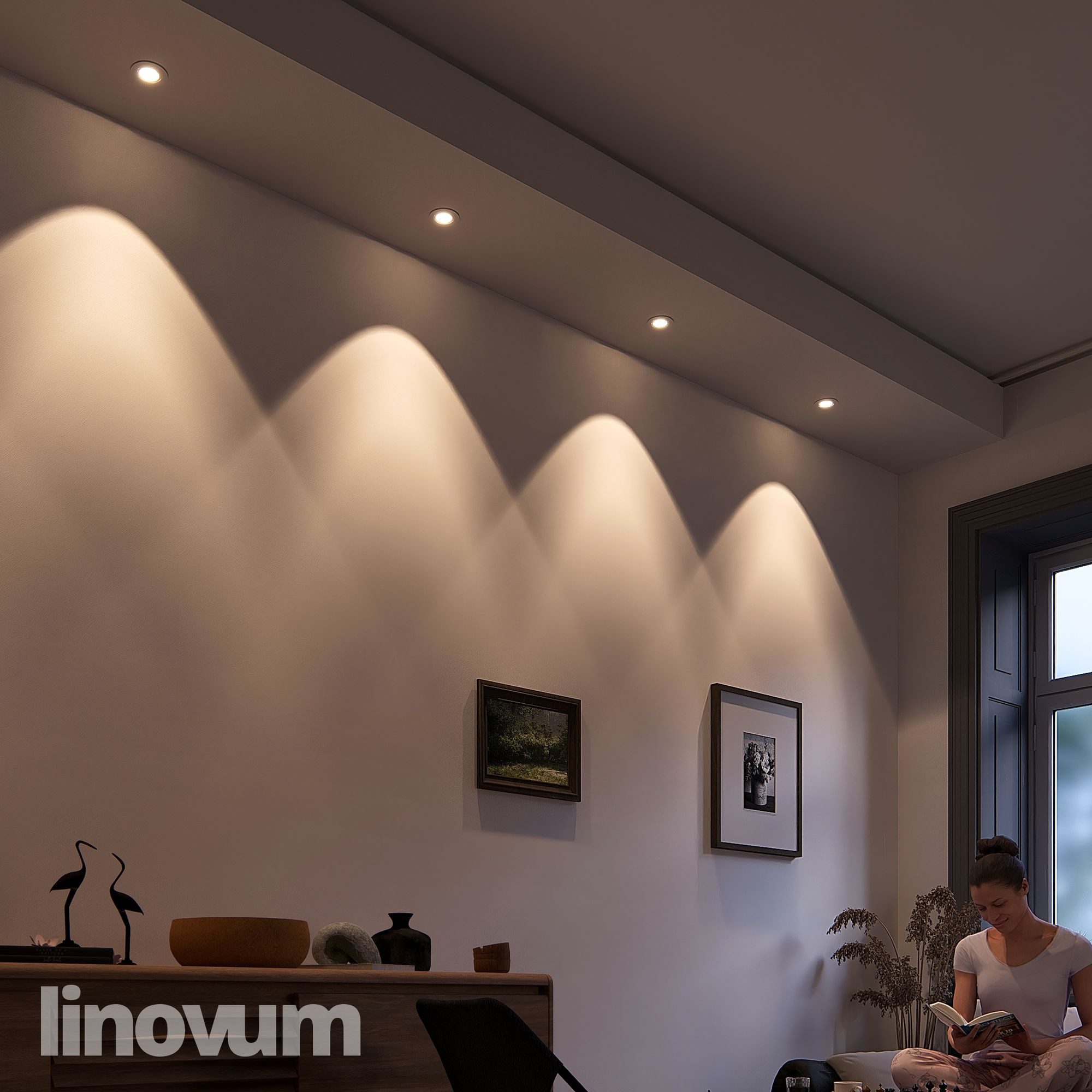 linovum LED Einbaustrahler 10x flach LED Einbaustrahler warmweiß LED Birne 4W 230V Deckenlampe, Warmweiß