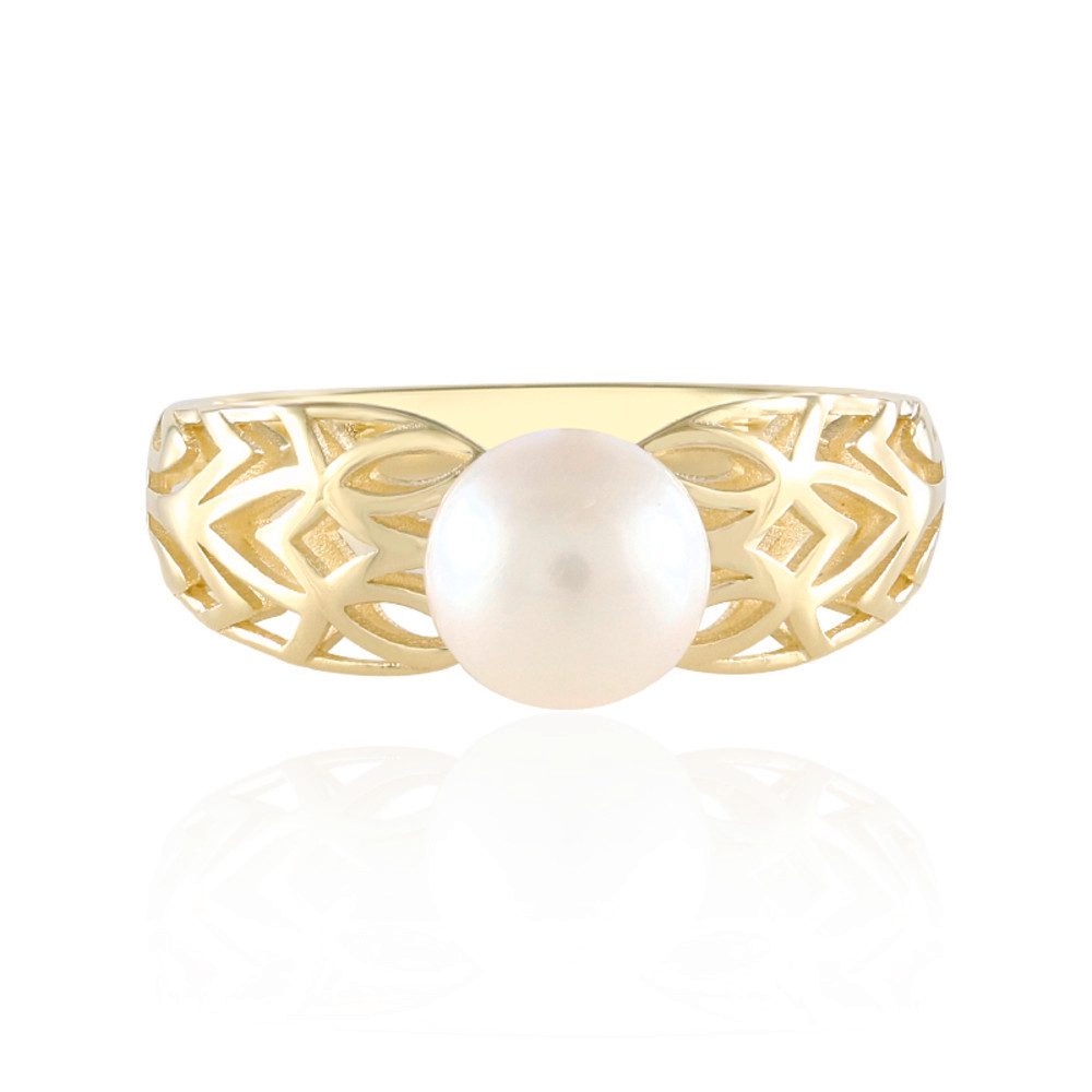 Cavill Perlenring Cavill 375er Gelbgold Ring mit 7 mm weißer Süßwasserp erle elegant (1-tlg)