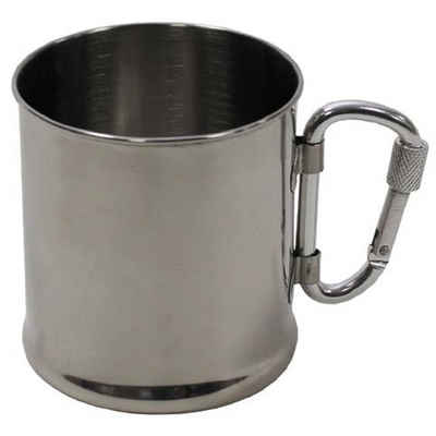 FoxOutdoor Tasse Tasse, Edelstahl, Karabiner, 220 ml, Edelstahl, Schraub-Karabinerhaken dient als Henkel