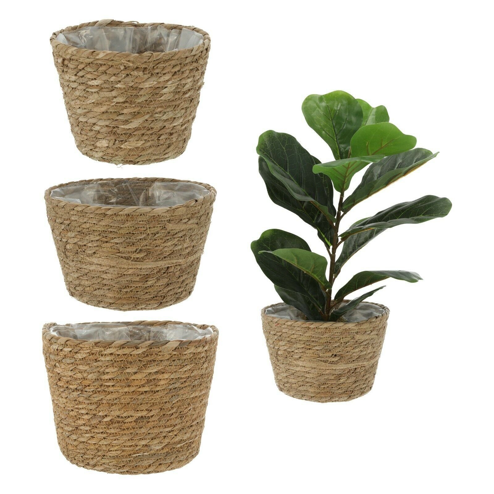 Blumentopf Pflanztopf rund Pflanzkorb Korb Übertopf natur braun Pflanzentop günstig online kaufen