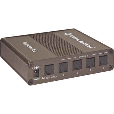Oehlbach Optosel 4:1 MKII - Digital-Optischer Audio-Umschalter mit 192 kHz / 24 Bit (SPDIF Toslink Selektor, 4 Eingänge / 1 Ausgang, Fernbedienung) - Metallic Braun Audio-Adapter