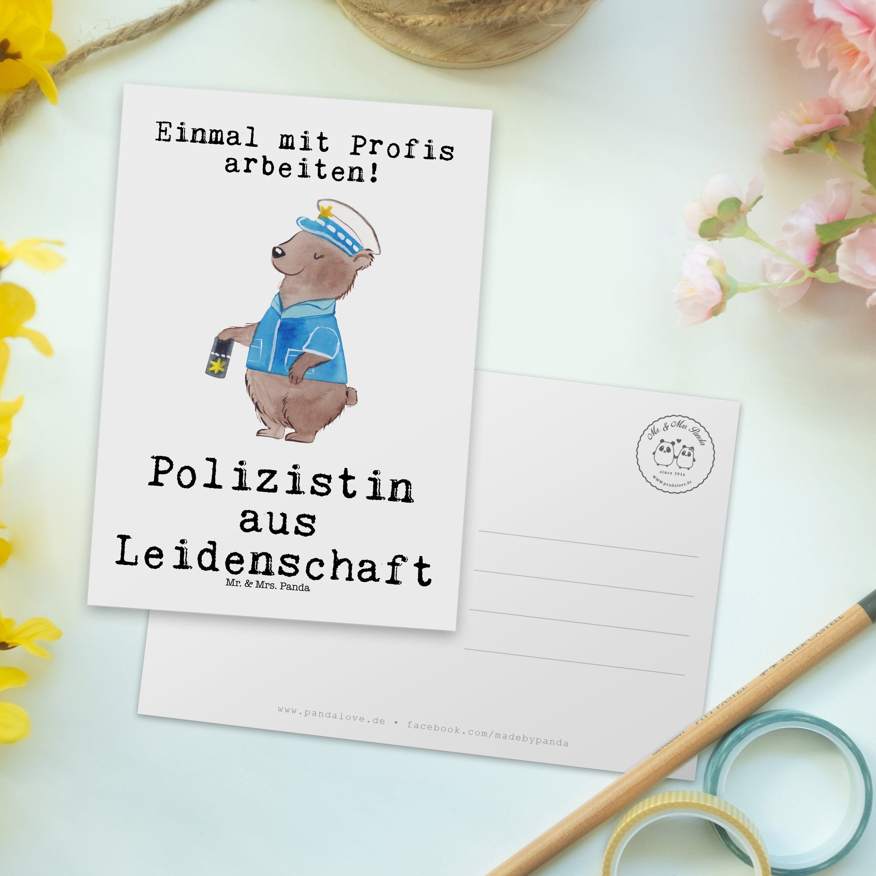 Panda - Postkarte aus Polizistin & Weiß - Mr. Geschenk, Leidenschaft Einladungskarte, Wachf Mrs.