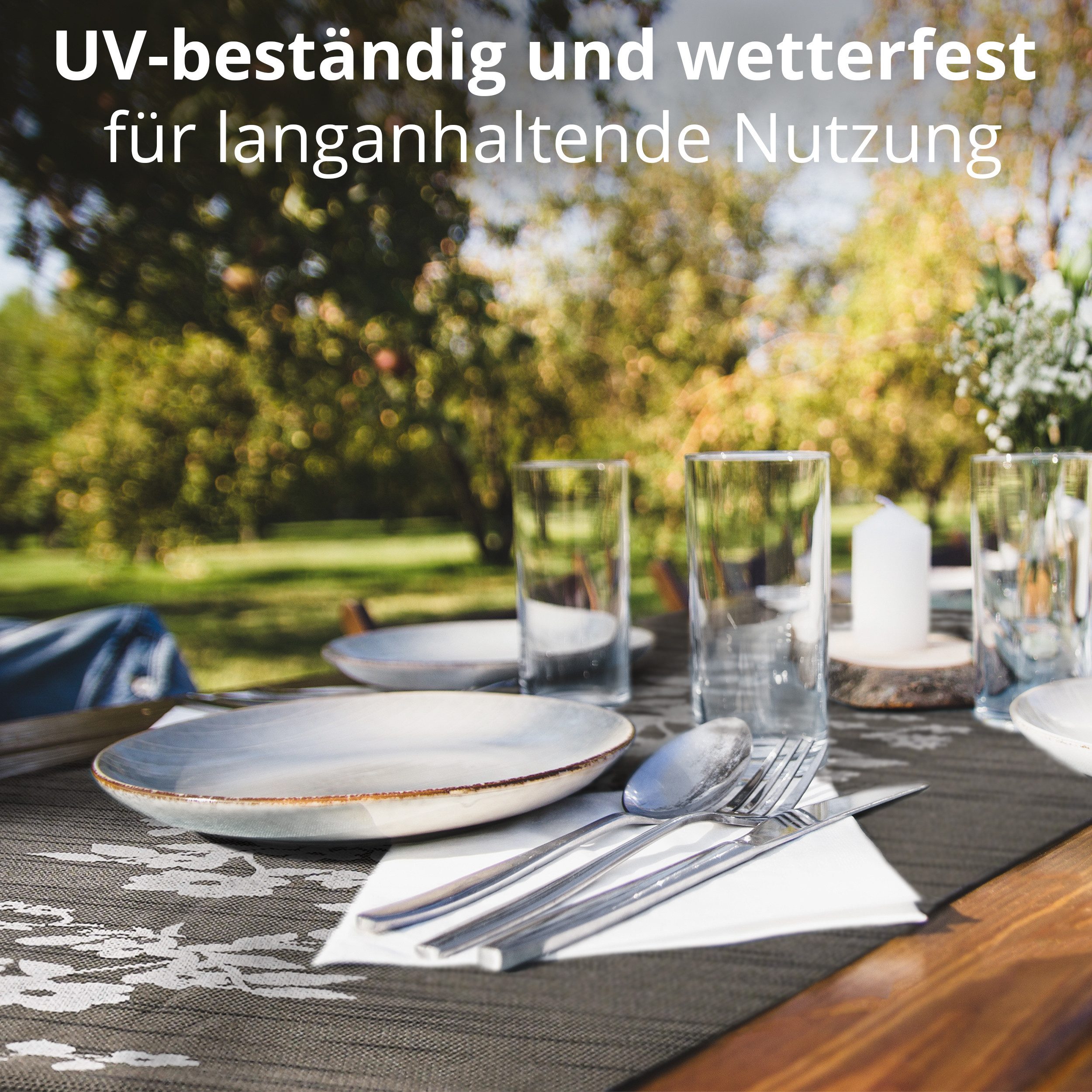 DecoHomeTextil Heimtextilmanufaktur Tischläufer Miami Tablerunner, wind- und wetterfest, UV-beständig, verrottungsfest – Bild 4 von 5