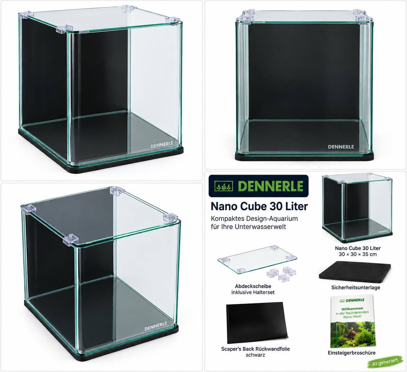 DENNERLE Aquarium Dennerle Nano Cube 30 Liter Aquarium 30 × 30 × 35 cm