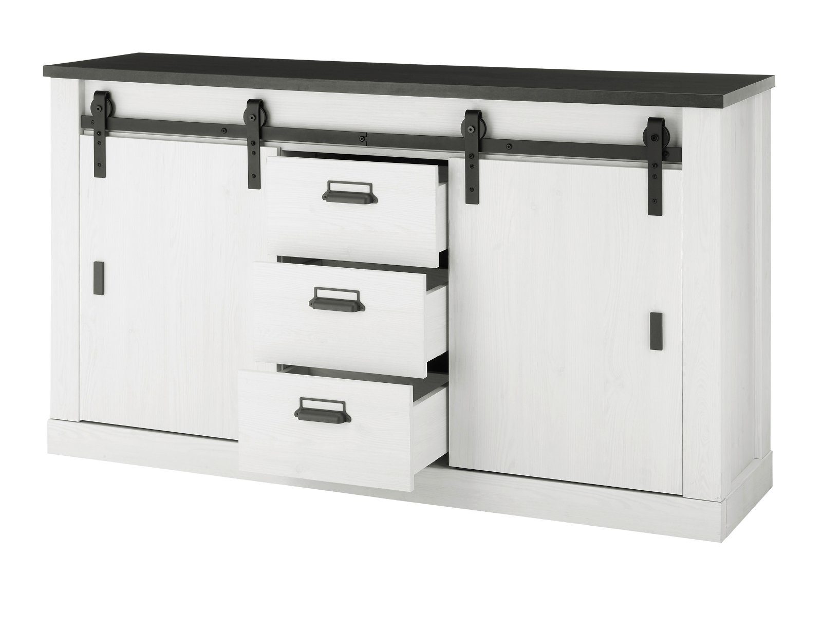 Furn.Design Kombikommode Stove (Büro Kommode in Pinie weiß Landhaus, 162 x 91 cm), Soft-Close