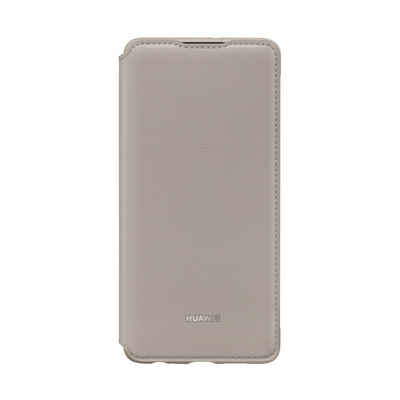 Huawei Handyhülle Original Huawei P30 Flip Smart View Cover Case Braun Tasche Khaki