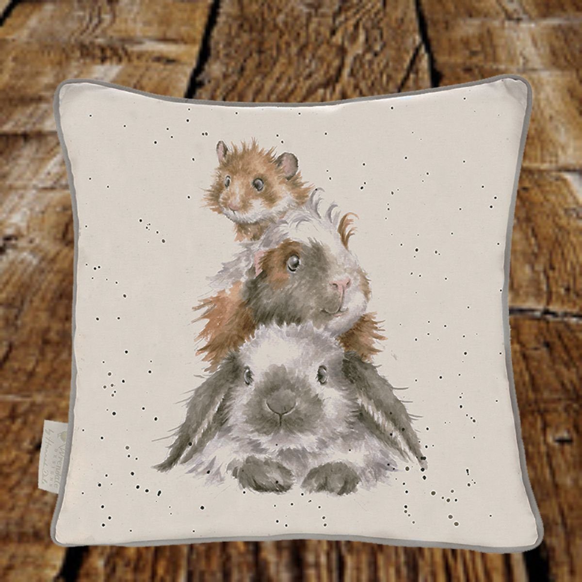 Wrendale Dekokissen Wrendale Designs Baumwoll-Leinen Kissen Hase Piggy