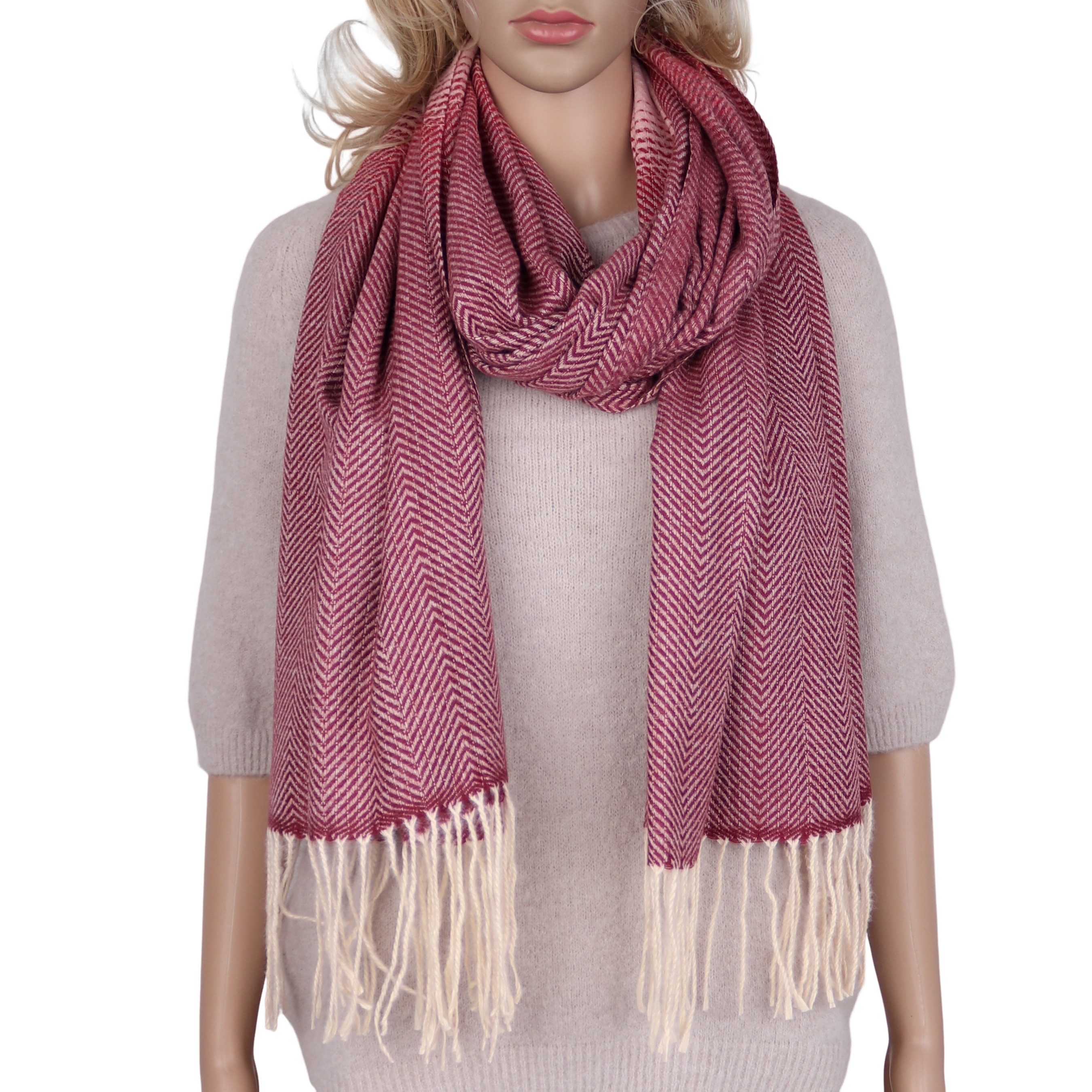 MIRROSI Modeschal weicher und warmer Schal Zickzack mit Fransen, 70x200cm, (Neue Kollektion Herbst/Winter 2025), Damen Halstuch ideal für Herbst und Winter