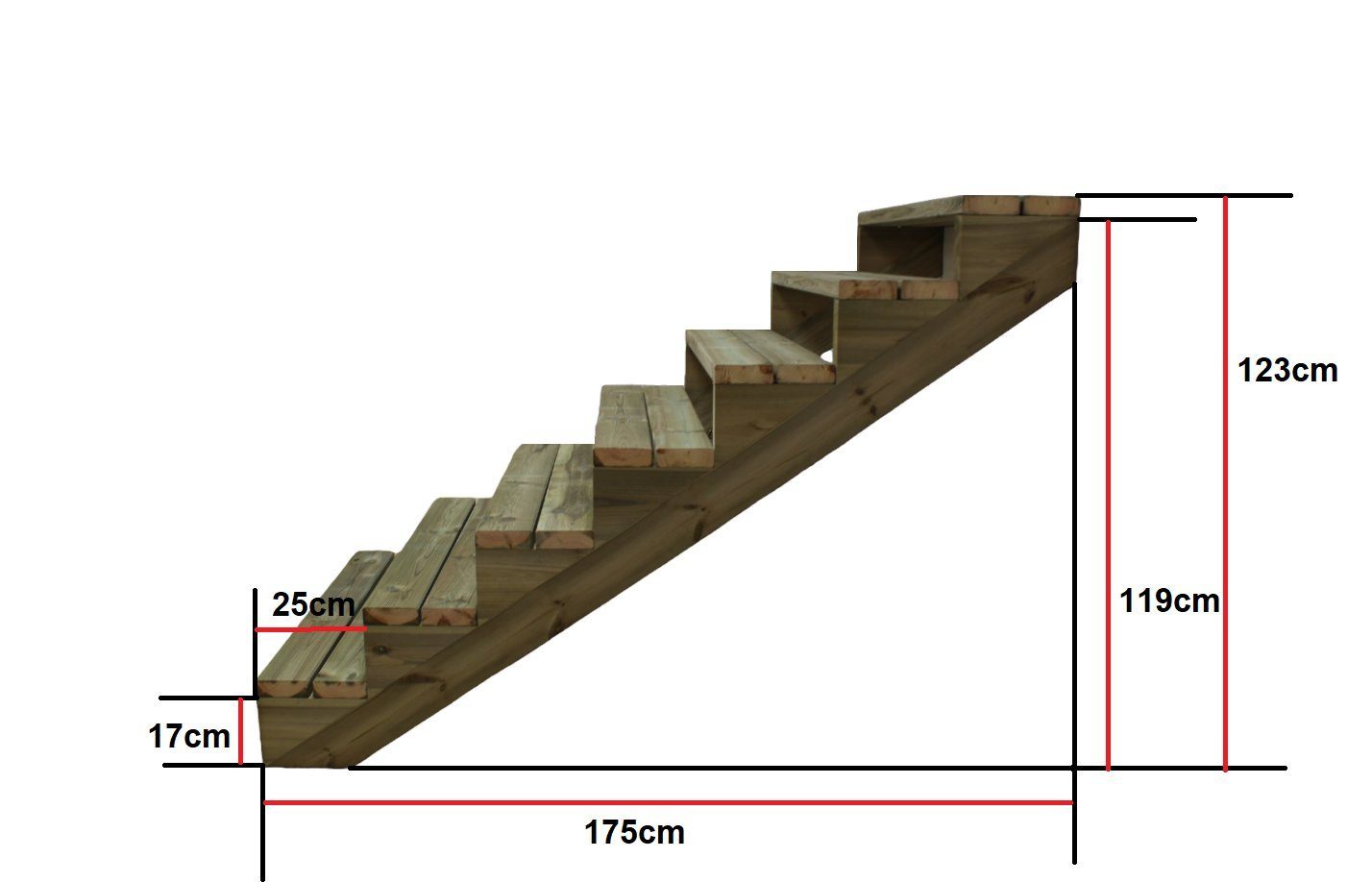 Thumbnail - Gartenwelt Riegelsberger Außentreppe Terrassentreppe Breite 95 cm Treppe Kiefer kesseldruckimprägniert