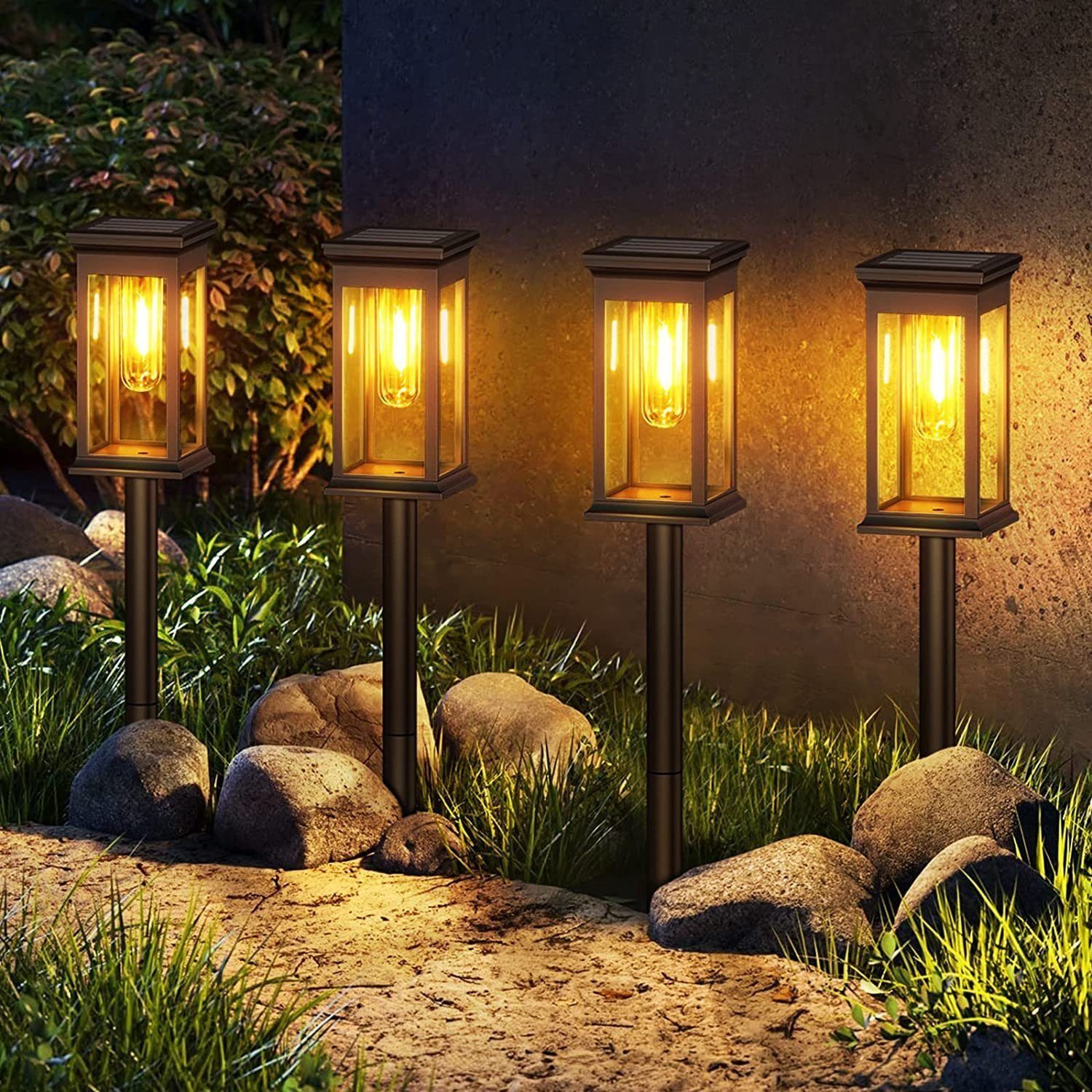 DOPWii Gartenleuchte 6 Stück Solarlampen für Außen Garten,Warmweiß | Solarleuchten