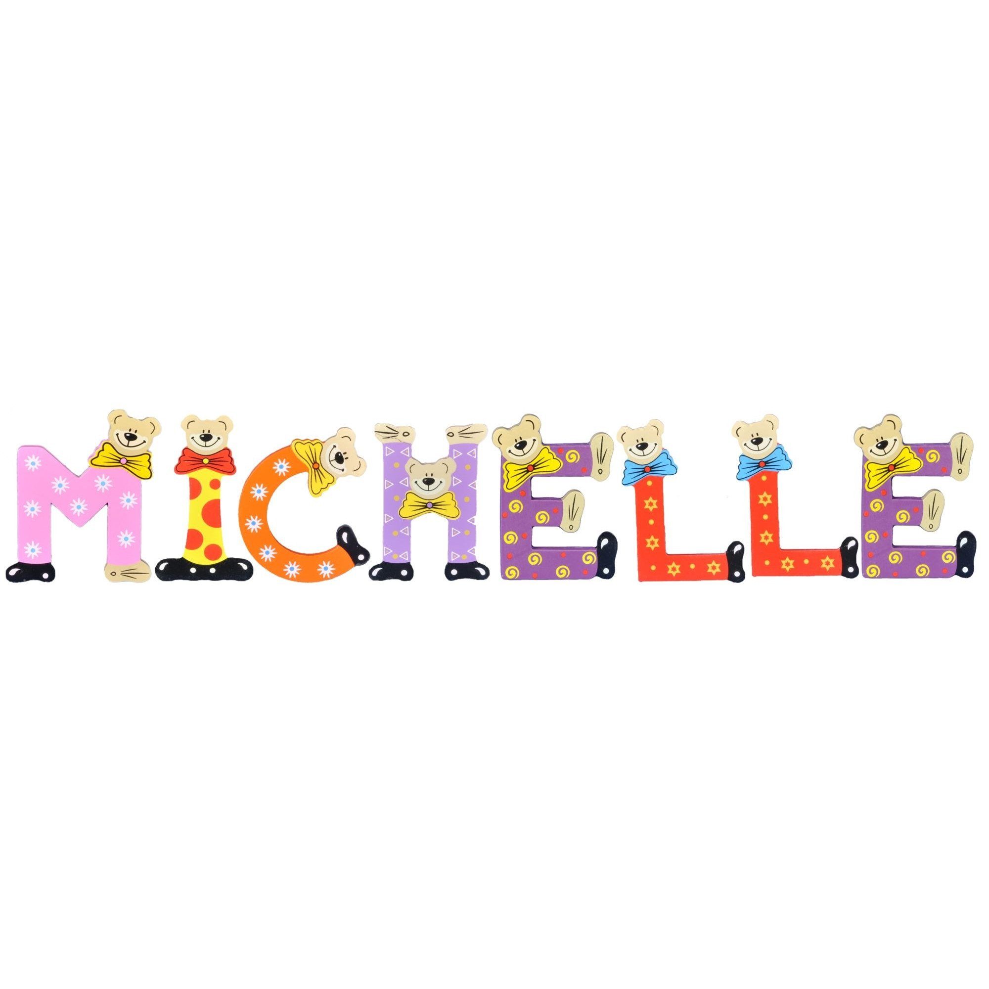 MICHELLE St), - Deko-Buchstaben (Set, Namen-Set, sortiert 8 Playshoes Holz-Buchstaben Kinder