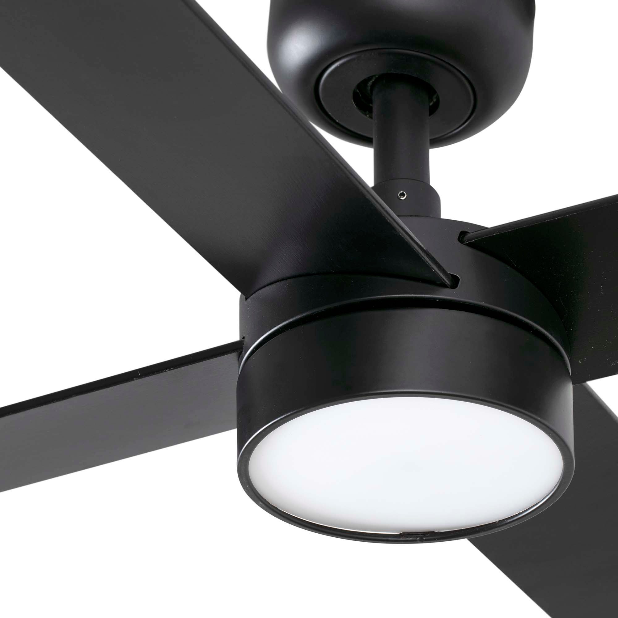 FARO Barcelona Deckenventilator DC Deckenventilator Rudder L-4 Schwarz mit LED, dimmbar