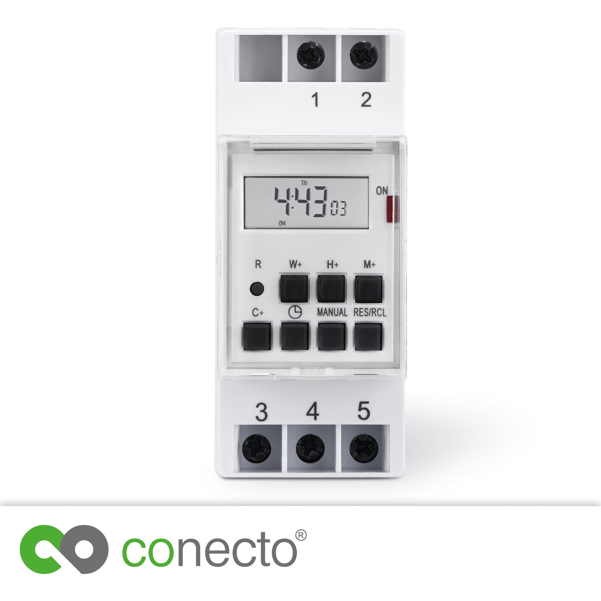 Digitale conecto IP20, conecto für Watt, Hutschienen, 3600 Zeitschaltuhr weiß Zeitschaltuhr