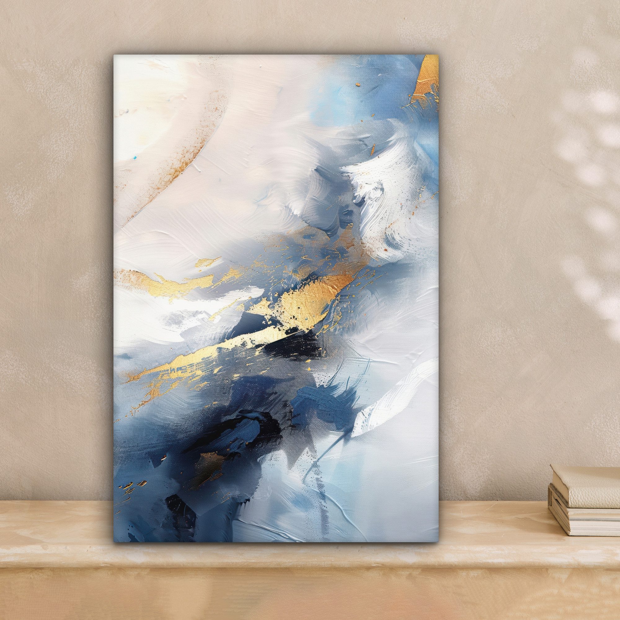 OneMillionCanvasses® Leinwandbild Blau - Modern - Marmor - Abstrakt - Gold, günstig online kaufen