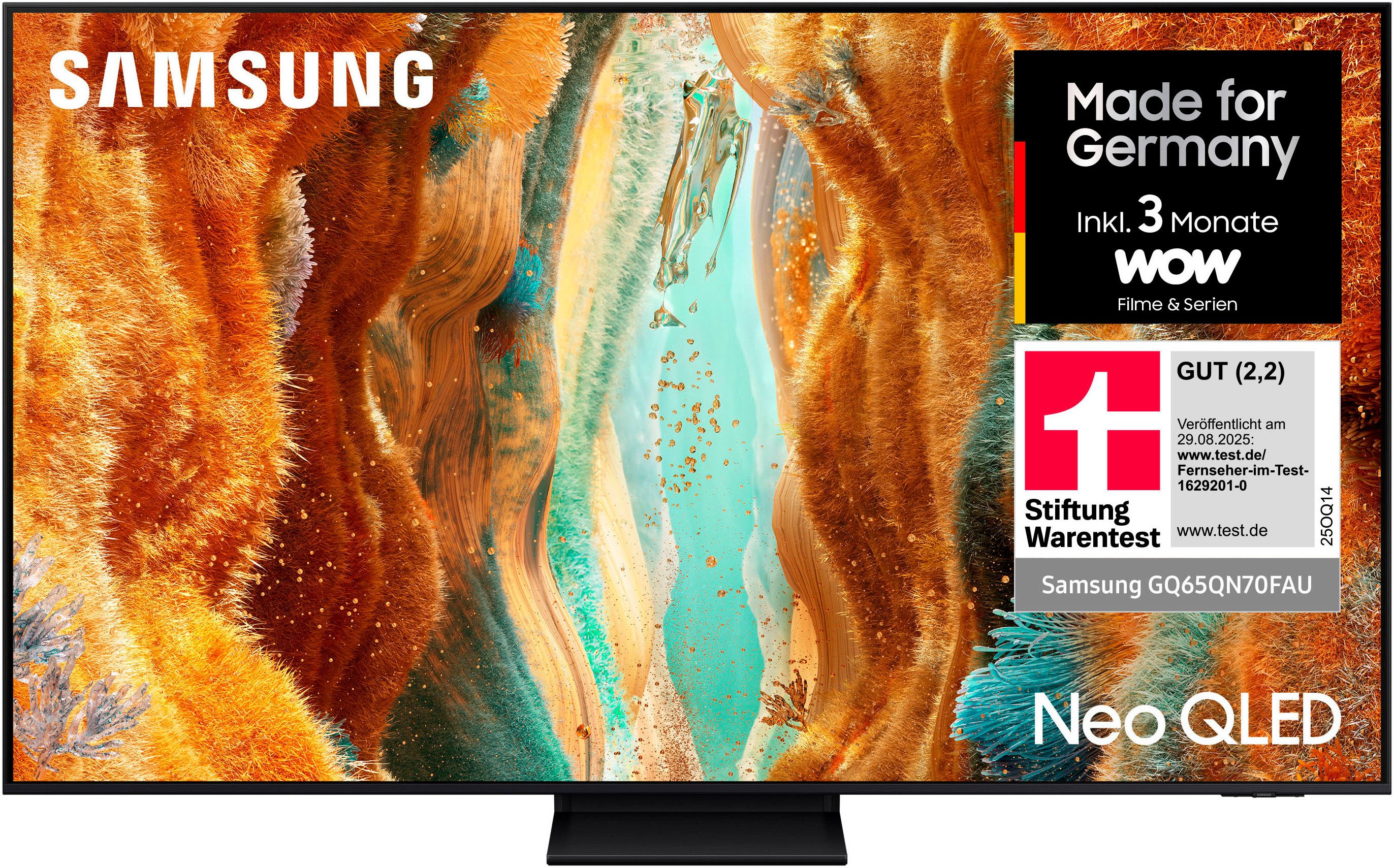 Samsung GQ65QN70FAU QLED-Fernseher (163 cm/65 Zoll, 4K Ultra HD, Smart-TV, Neo Quantum HDR, 4K AI Upscaling, Gaming Hub, Motion Xcelerator 144Hz)