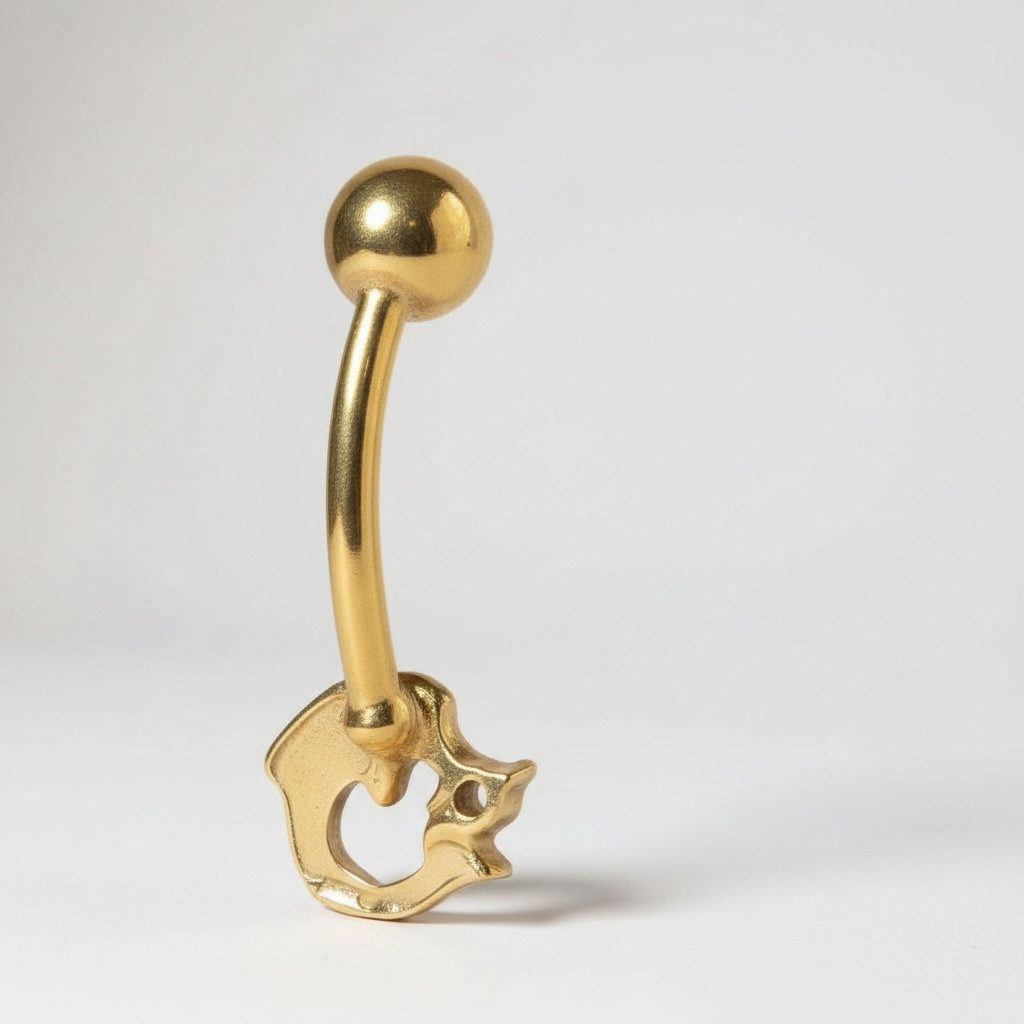 Karisma Schmuck Bauchnabelpiercing Echt Gold 585/14 Karat Bananabell Bauchnabel Delfine Gelbgold BG14K203, Stempel 14K
