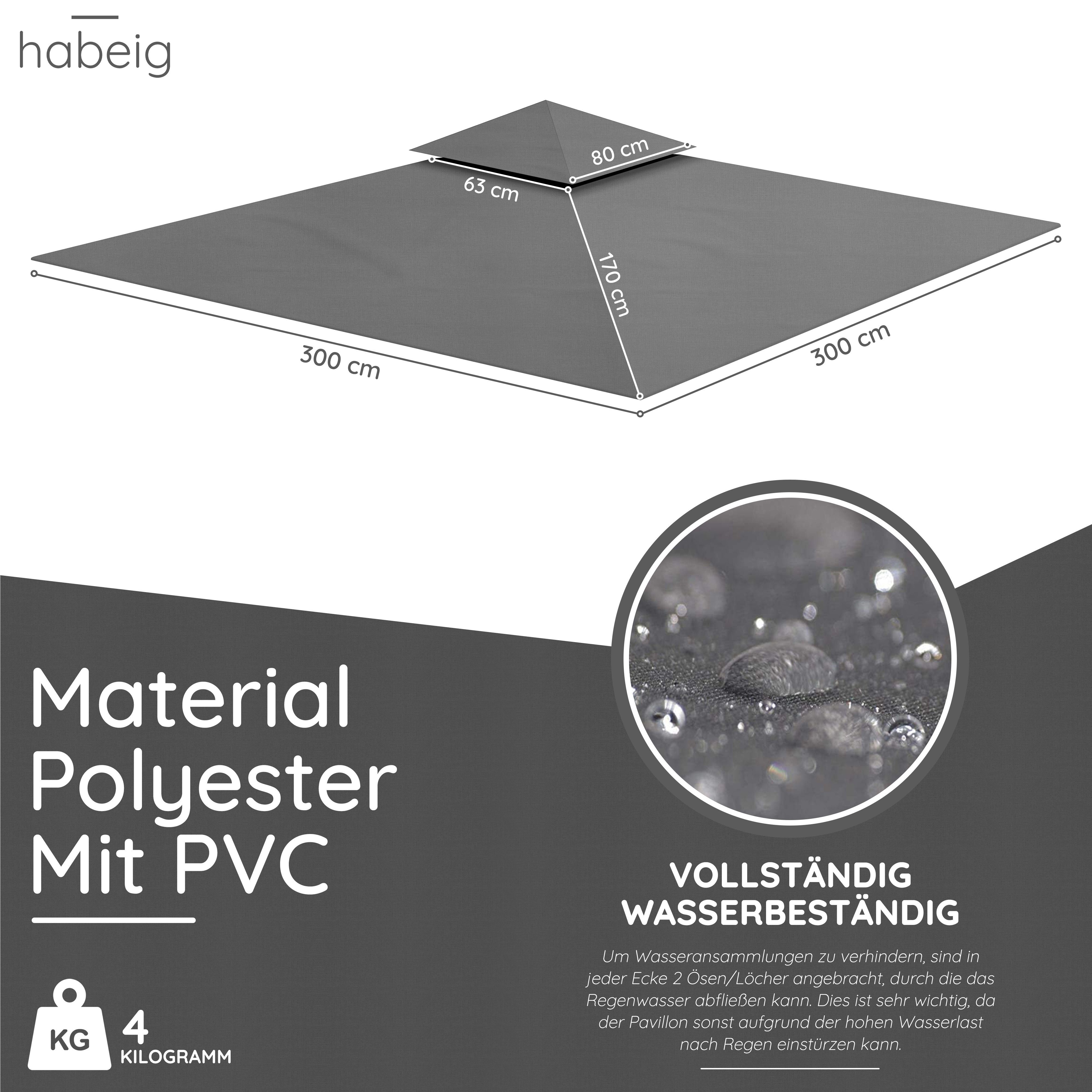 habeig Pavillon-Ersatzdach Ersatzdach 340g/m² SPITZ PVC günstig online kaufen