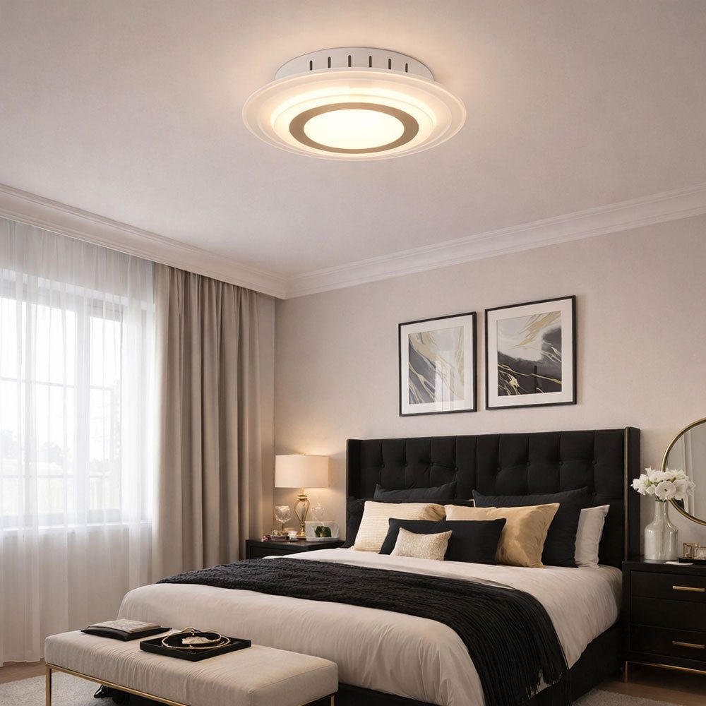 WOFI LED Deckenleuchte, LED-Leuchtmittel fest verbaut, Warmweiß, Design LED Decken Lampe Chrom Glas Ess Zimmer Strahler Flur