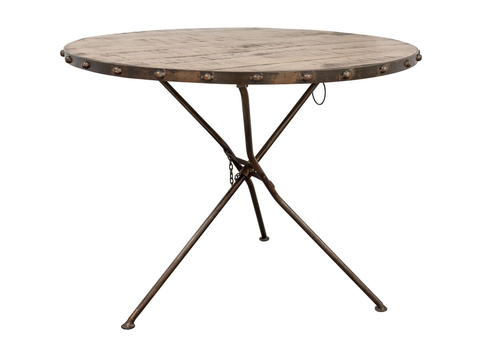 Massivmoebel24 Esstisch HEAVY INDUSTRY (Massivholz, Massivholztisch), Esstisch rund Mango100x100x80 braun lackiert HEAVY INDUSTRY #256