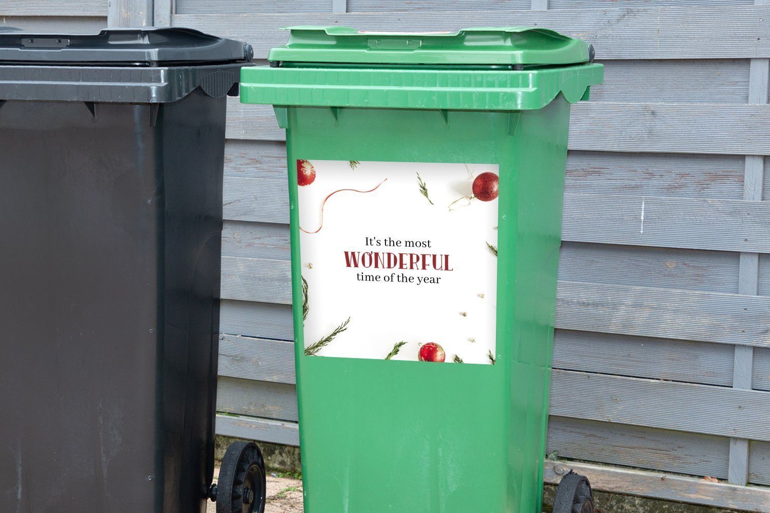 St), Zitat - MuchoWow Sticker, - Weihnachten Mülltonne, (1 Abfalbehälter Wandsticker Winter Mülleimer-aufkleber, Container,