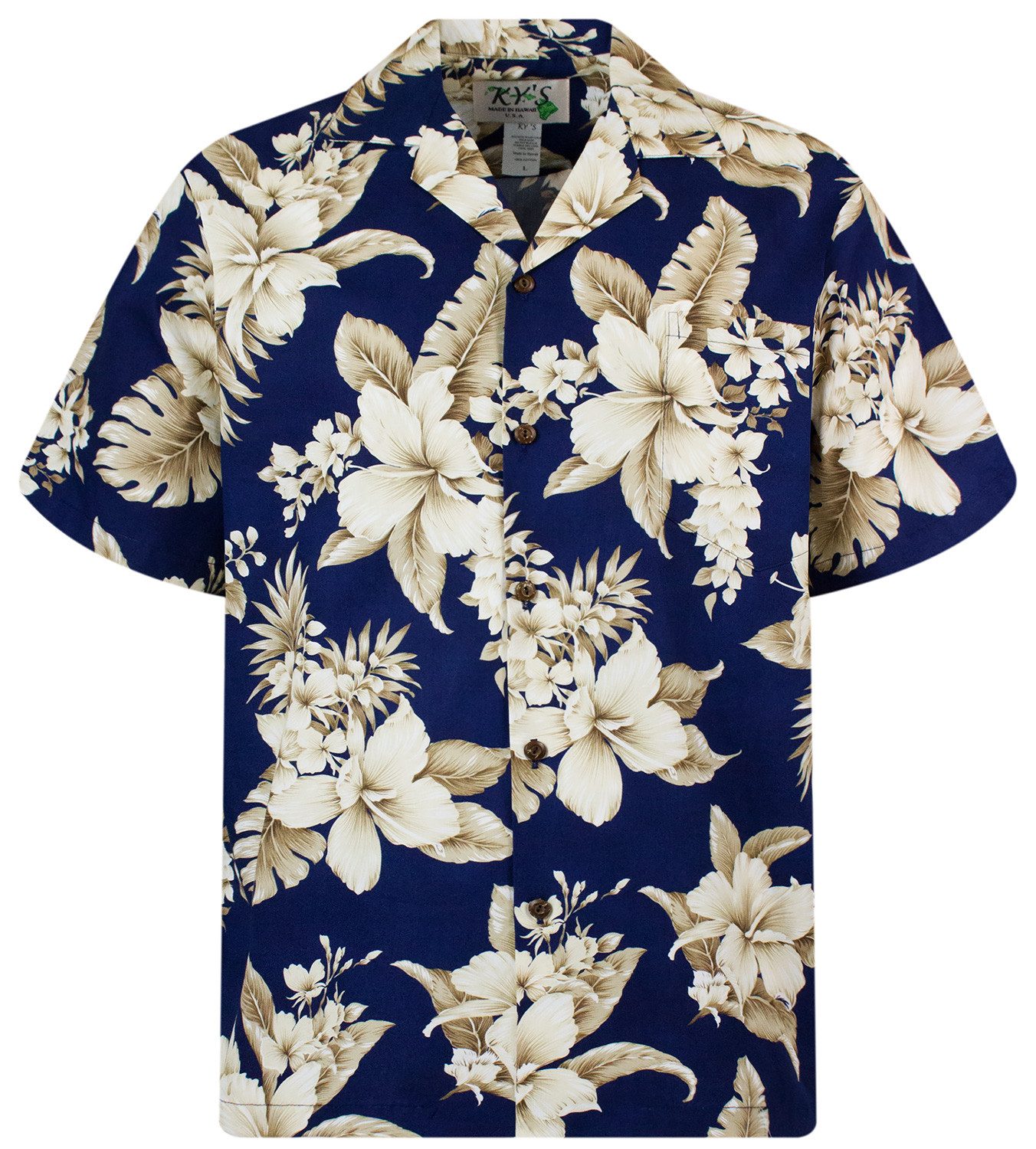 KY's Hawaiihemd Goldbraune Blume Original Hawaiihemd günstig online kaufen