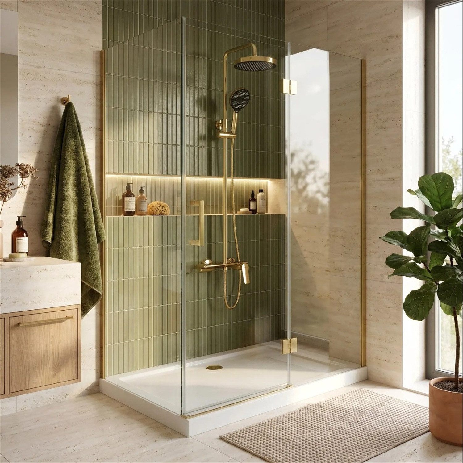 wohnwerk.idee Duschsystem Duschgarnitur Gold Gold Matt Chrom Titan Kupfer Matt mit Regendusche