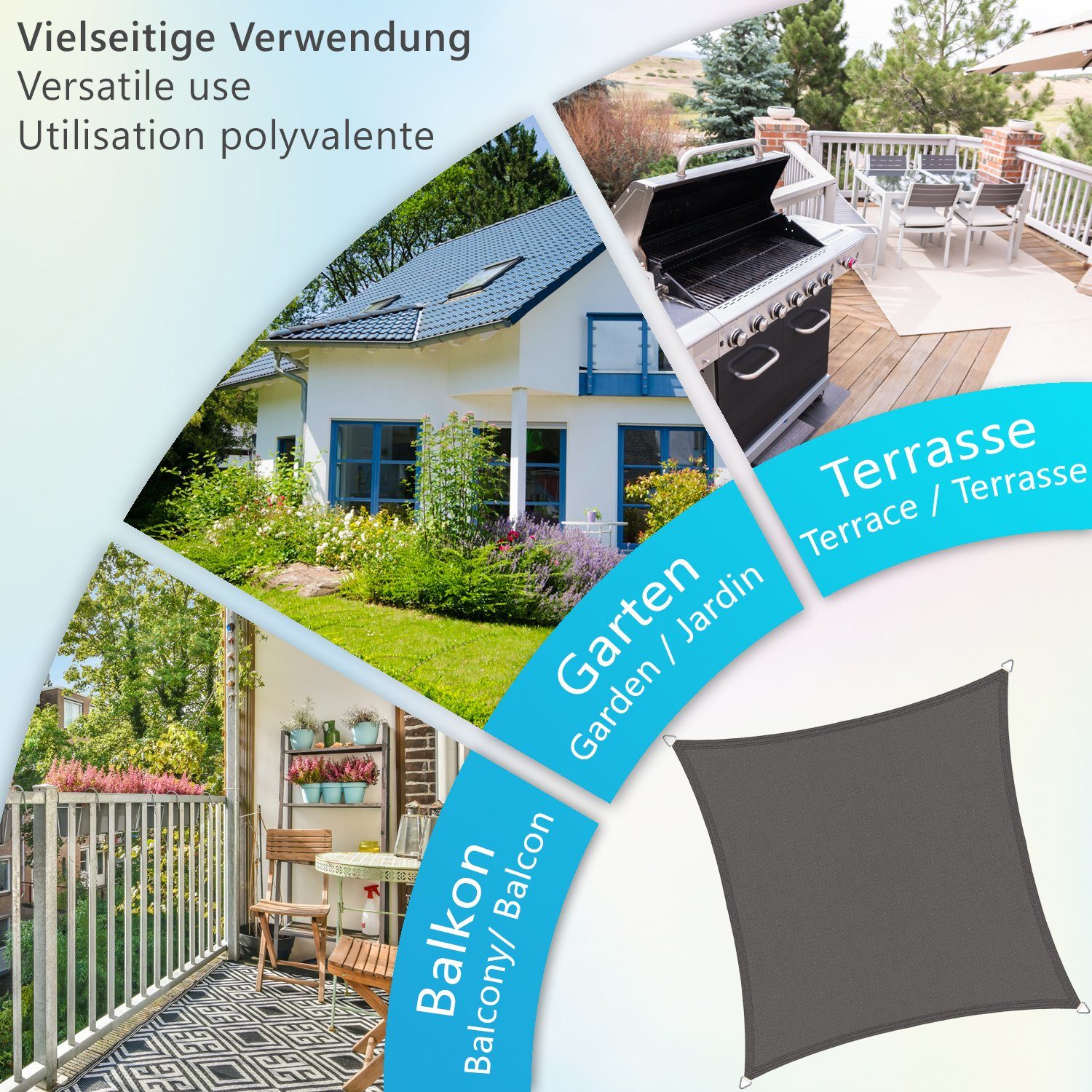 UV-Schutz, für Sonnensegel HDPE Terrasse (1-tlg), hoher Rechteckig, - Premium m NYVI Balkon Garten sand SunComfort Sonnenschutz Gewebe, Rechteck Sonnensegel Wohnwagen 2x3