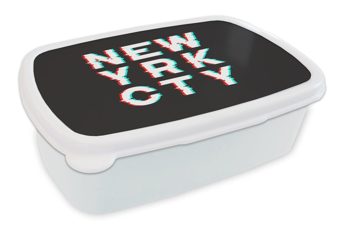 MuchoWow - Kinder Jungs und Mädchen für New Kunststoff, Erwachsene, Brotbox Lunchbox (2-tlg), für Brotdose, - Rot, weiß York und Stadt