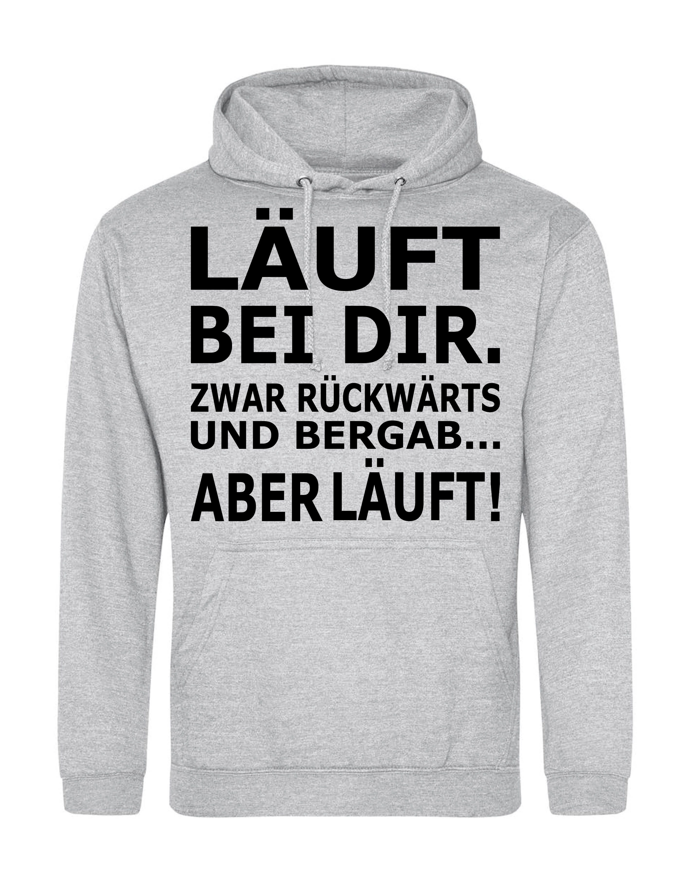 Kapuzenpullover Herren Hoodie Pullover "Läuft bei dir" Print Lustig Geschenk Statement