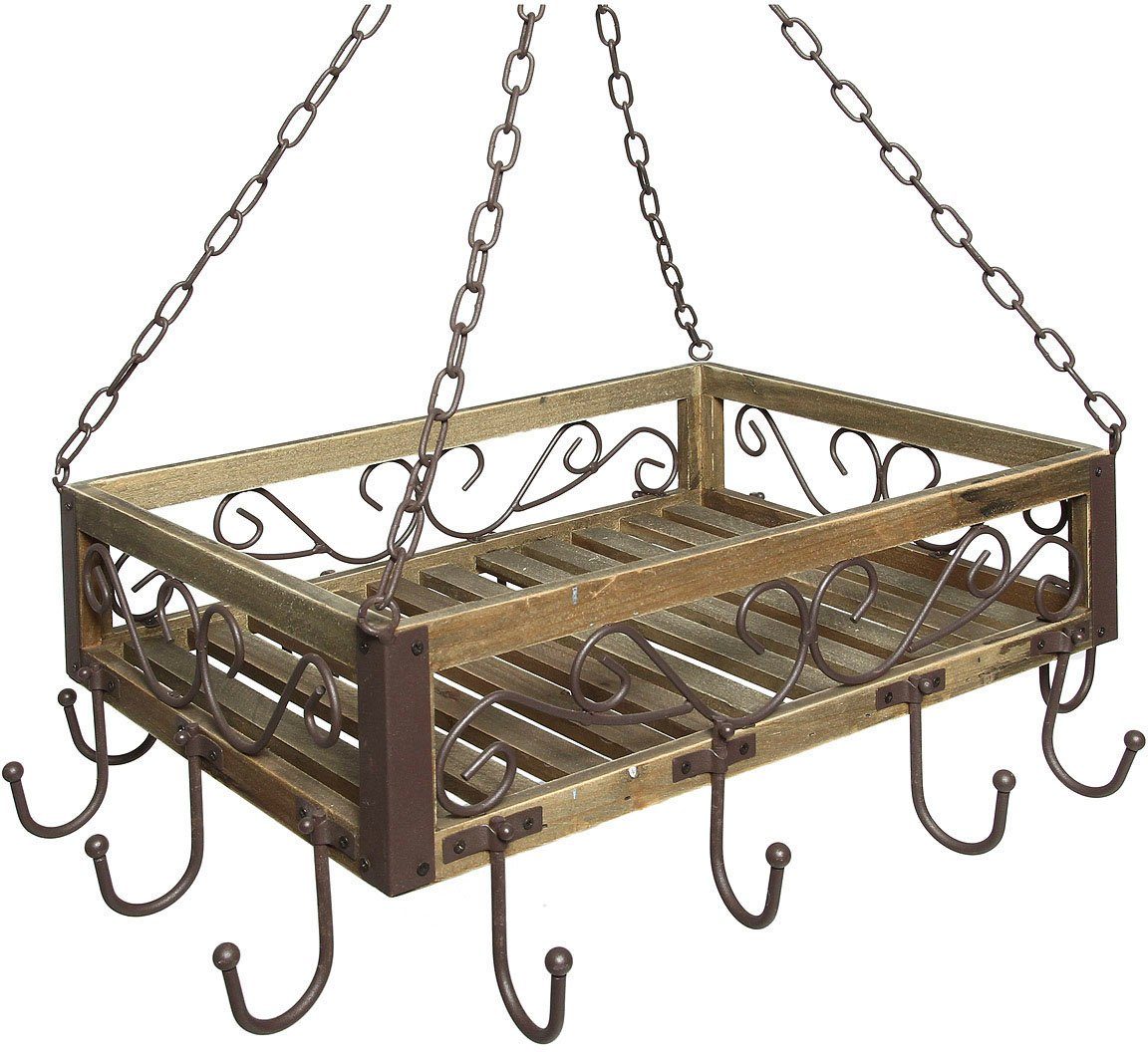 Ambiente Haus Hängekorb Topfhänger aus gebranntem Holz/Eisen (1 St)