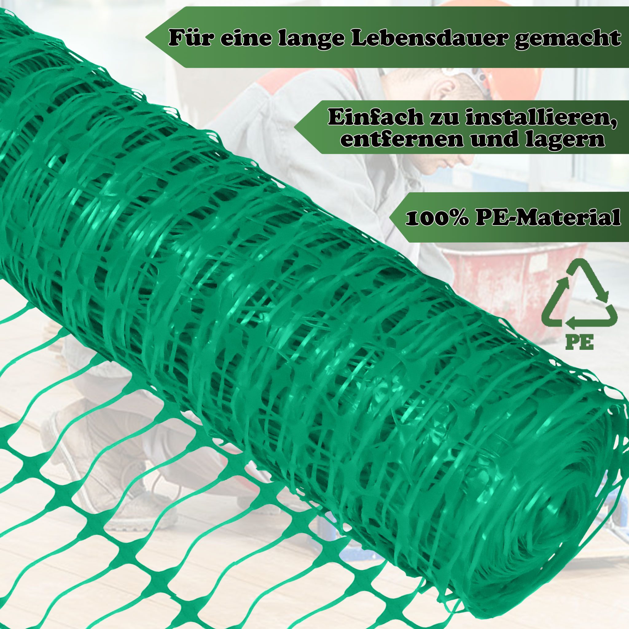 FIVMEN Gartenzaun Absperrzaun Bauzaun Begrenzungszaun Nutztierzäune 100 cm hoch, Grün Hühnerzaun Geflügelzaun mit Bodenspikes