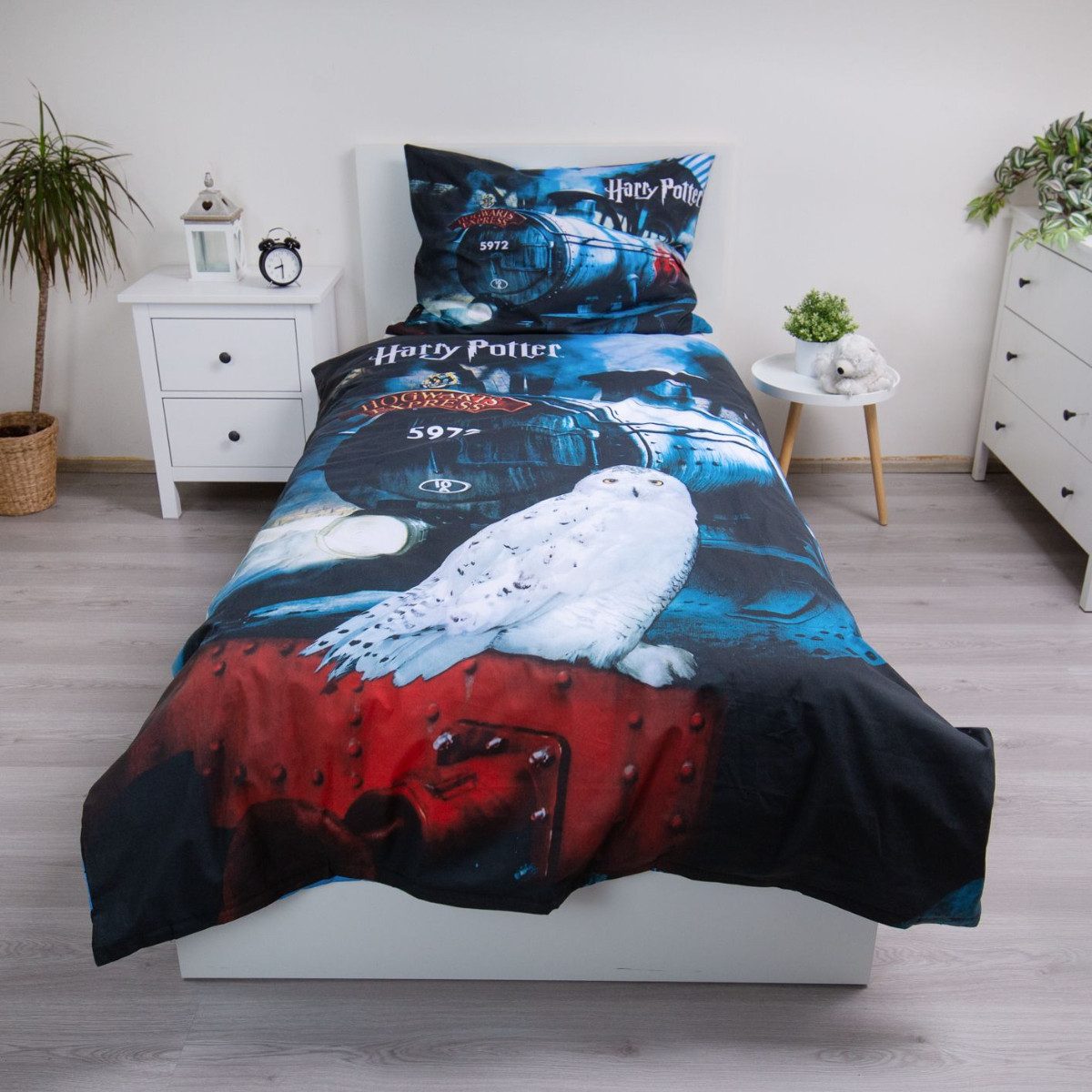 Jerry Fabrics Bettwäsche Harry Potter 140x200 + 70x90 cm Hogwarts Design 100 % Baumwolle, Baumwolle