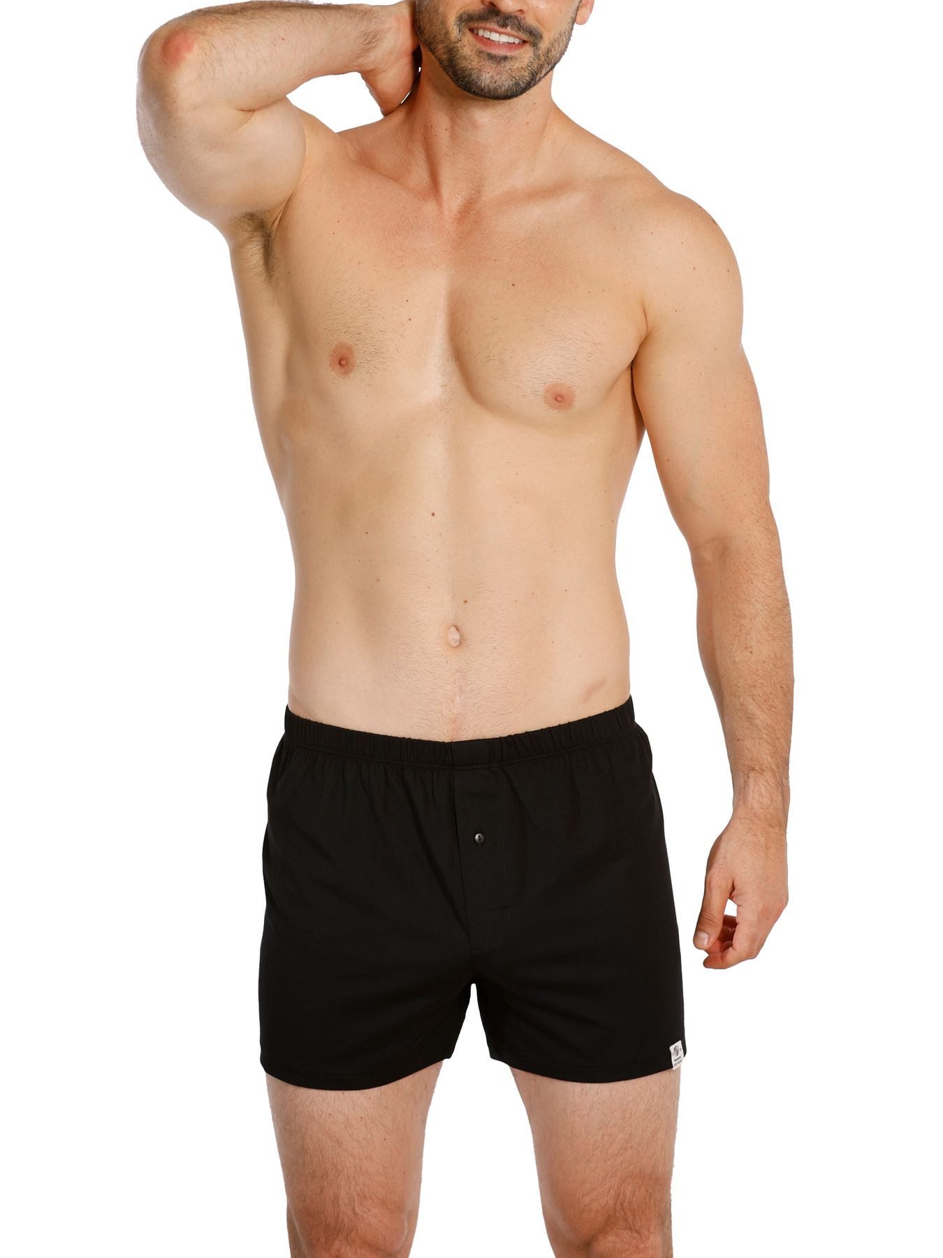 HAASIS Bodywear 1919 Boxershorts Herren Jersey Boxer 77223453-schwarz (Packung, 1-St., 2er Pack) Bedruckte Jersey-Boxer, Knopfleiste