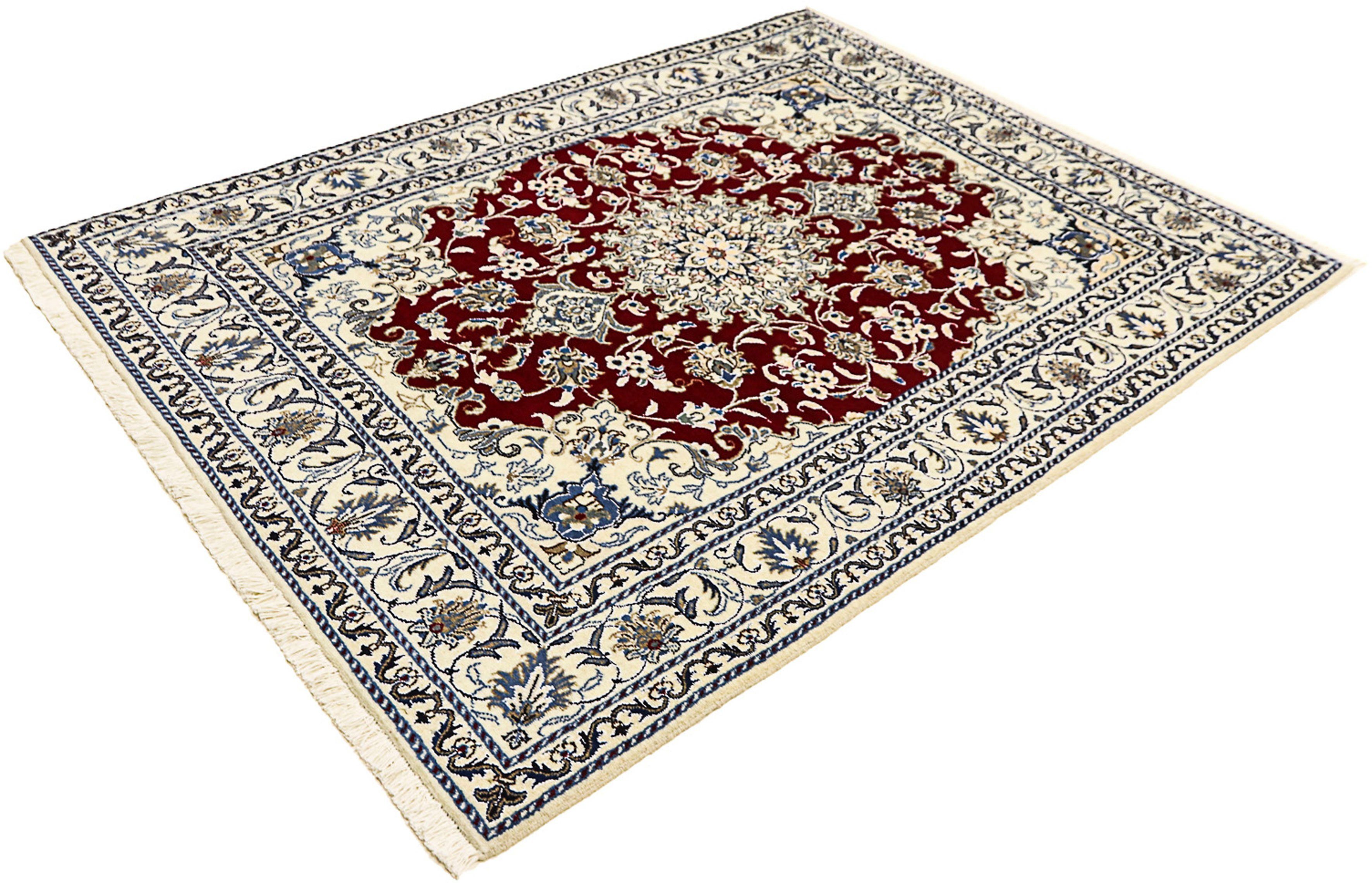 Orientteppich Perser - Nain - 191 x 147 cm - dunkelrot, morgenland, rechteckig, Höhe: 12 mm, Wohnzimmer, Handgeknüpft, Einzelstück mit Zertifikat