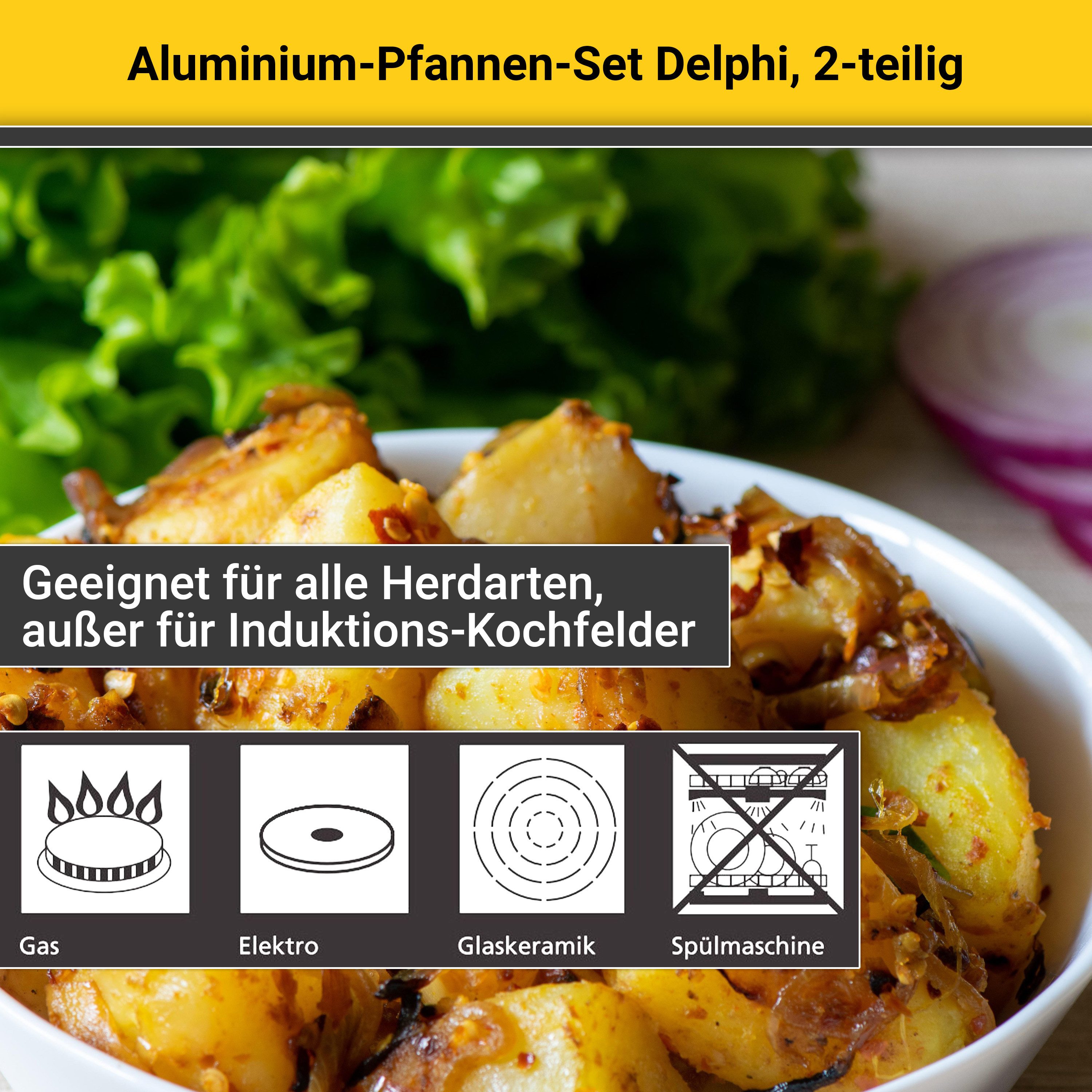 Krüger Pfannen-Set Aluminium Pfannen-Set DELPHI 2 tlg. (16 + 24 cm), Aluminium (Set, 2-tlg., 1x Bratpfanne Ø 16 cm (H. 4,5 cm), 1x Bratpfanne Ø 24 cm (H. 4,5 cm – Bild 5 von 5