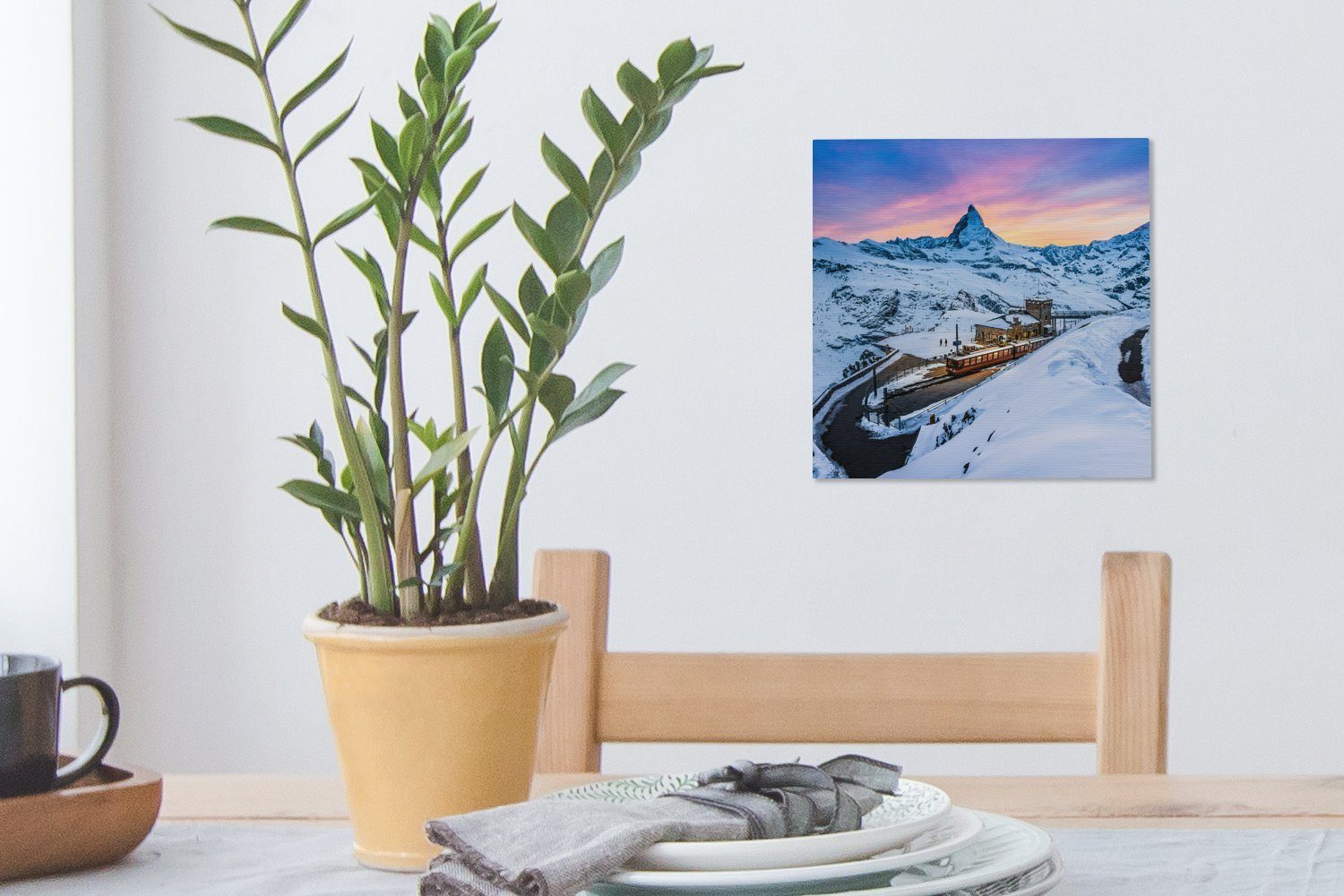 Matterhorn Wohnzimmer am Gornergratbahn, Bilder bei Leinwandbild OneMillionCanvasses® Schweizer (1 Schlafzimmer der Leinwand St), Dämmerung für