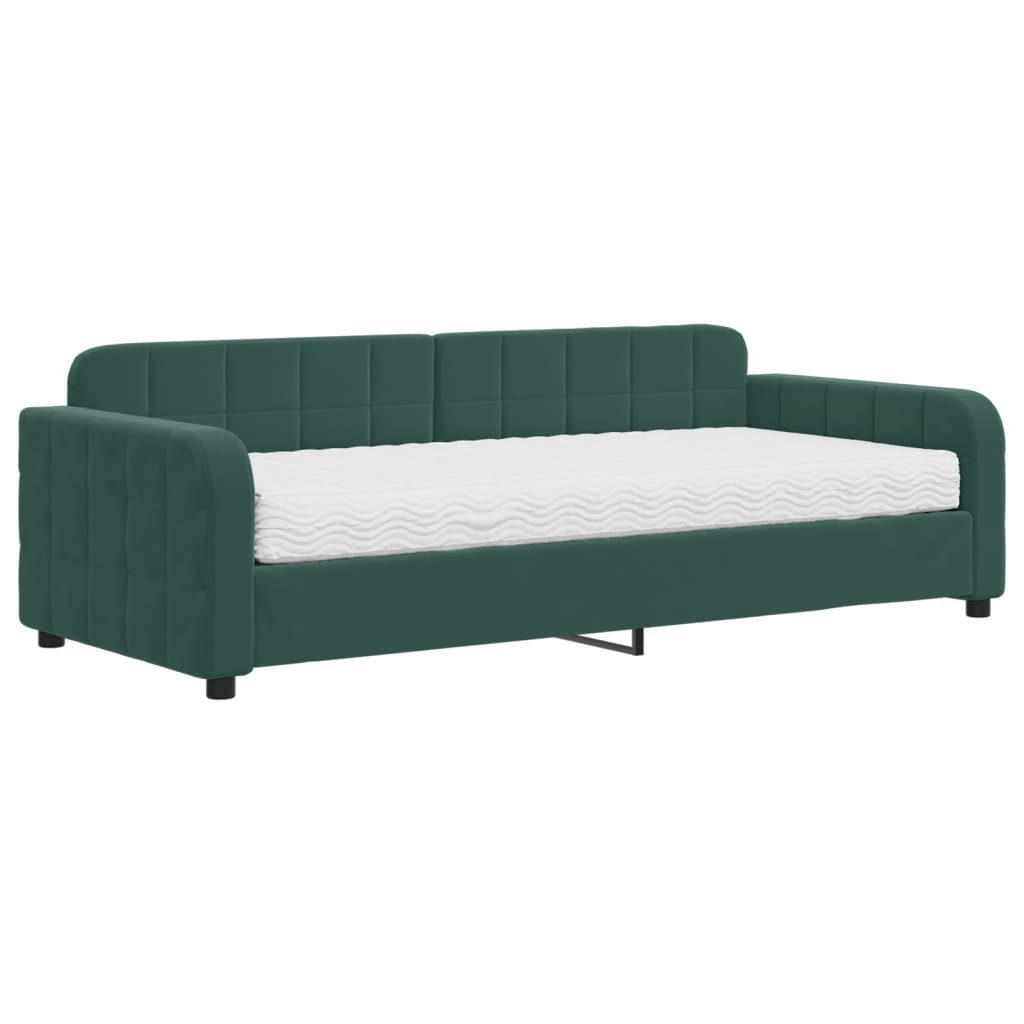 vidaXL Bett, Tagesbett mit Matratze Dunkelgrün 90x200 cm Samt günstig online kaufen