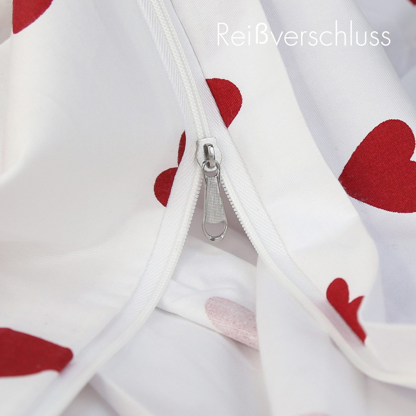 KEAYOO Bettwäsche Rot Herzen, 4 teilig, 100% Baumwolle Weiß Bettwäsche