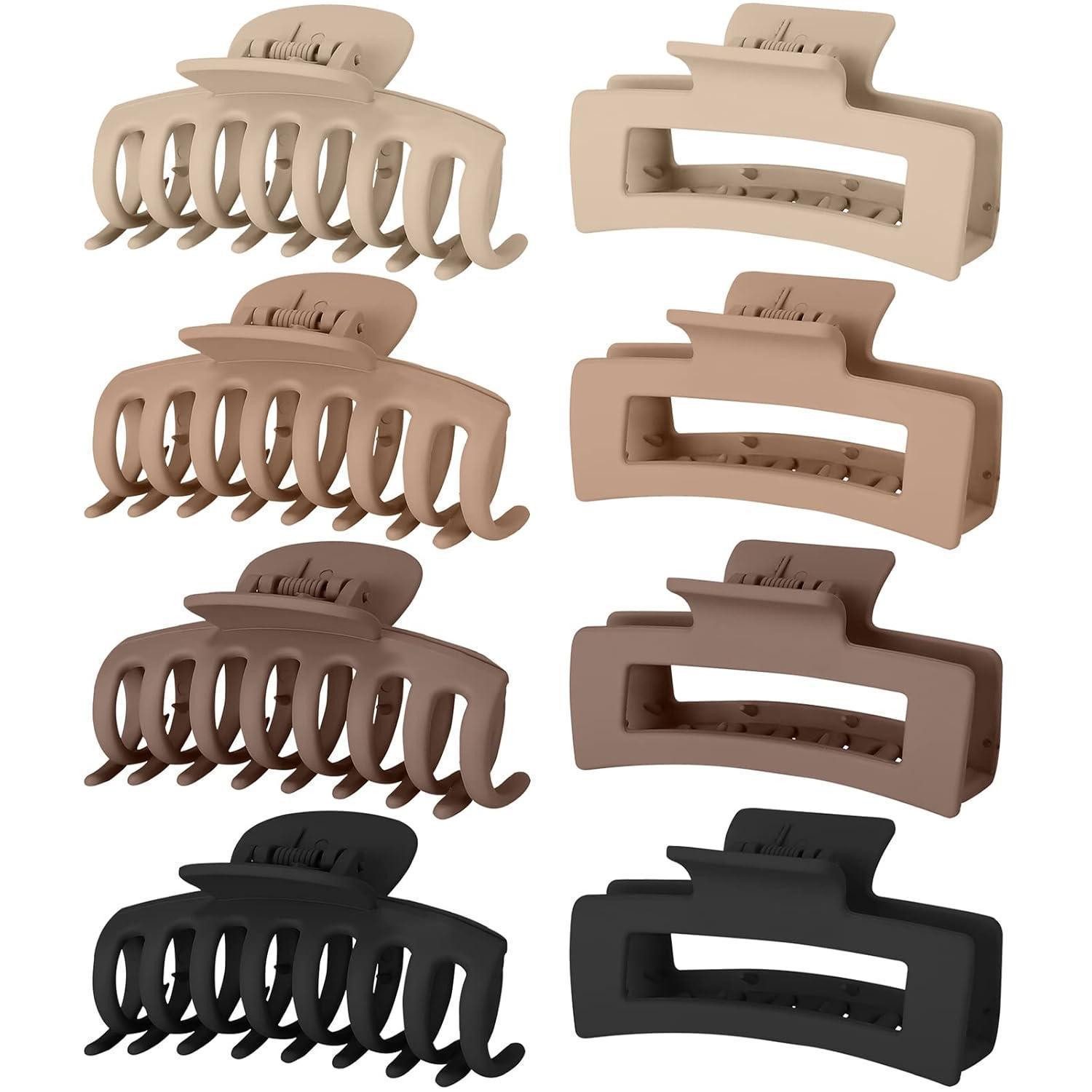 LuxusKollektion Haarklammer 8er Set große Haarklammer 8cm für dickes Haar, rutschfeste Jaw Clips