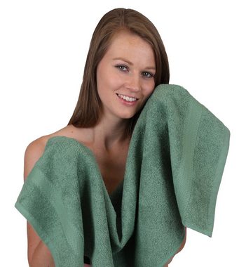 Betz Handtuch Set 12-TLG. Handtuch Set Premium 100% Baumwolle 2 Duschtücher 4 Handtücher 2 Gästetücher 2 Seiftücher 2 Waschhandschuhe Farbe Graphit/tannengrün, 100% Baumwolle, (12-tlg)