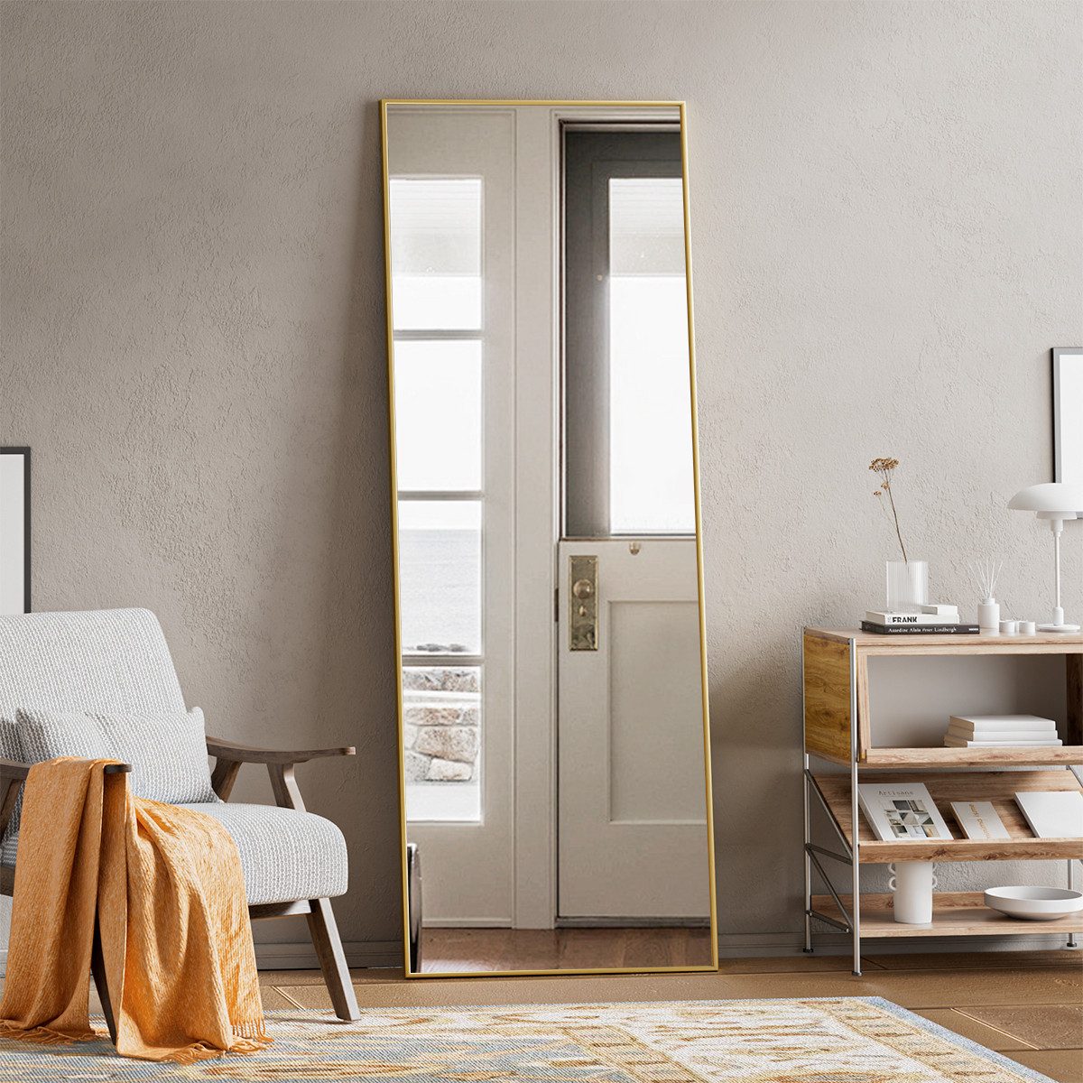 BEAUTYPEAK Standspiegel Rechteckspiegel,senkrecht oder waagerecht hängen (40cm* 140cm,52cm* 161cm, verstärktes Glas, weniger Splitterpotential) – Bild 4 von 5